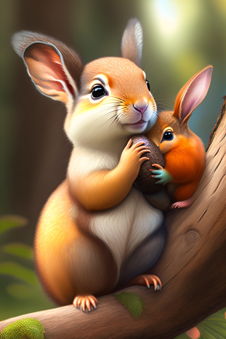 Lexica - A small squirrel named Sammy, standing on a tree branch ...