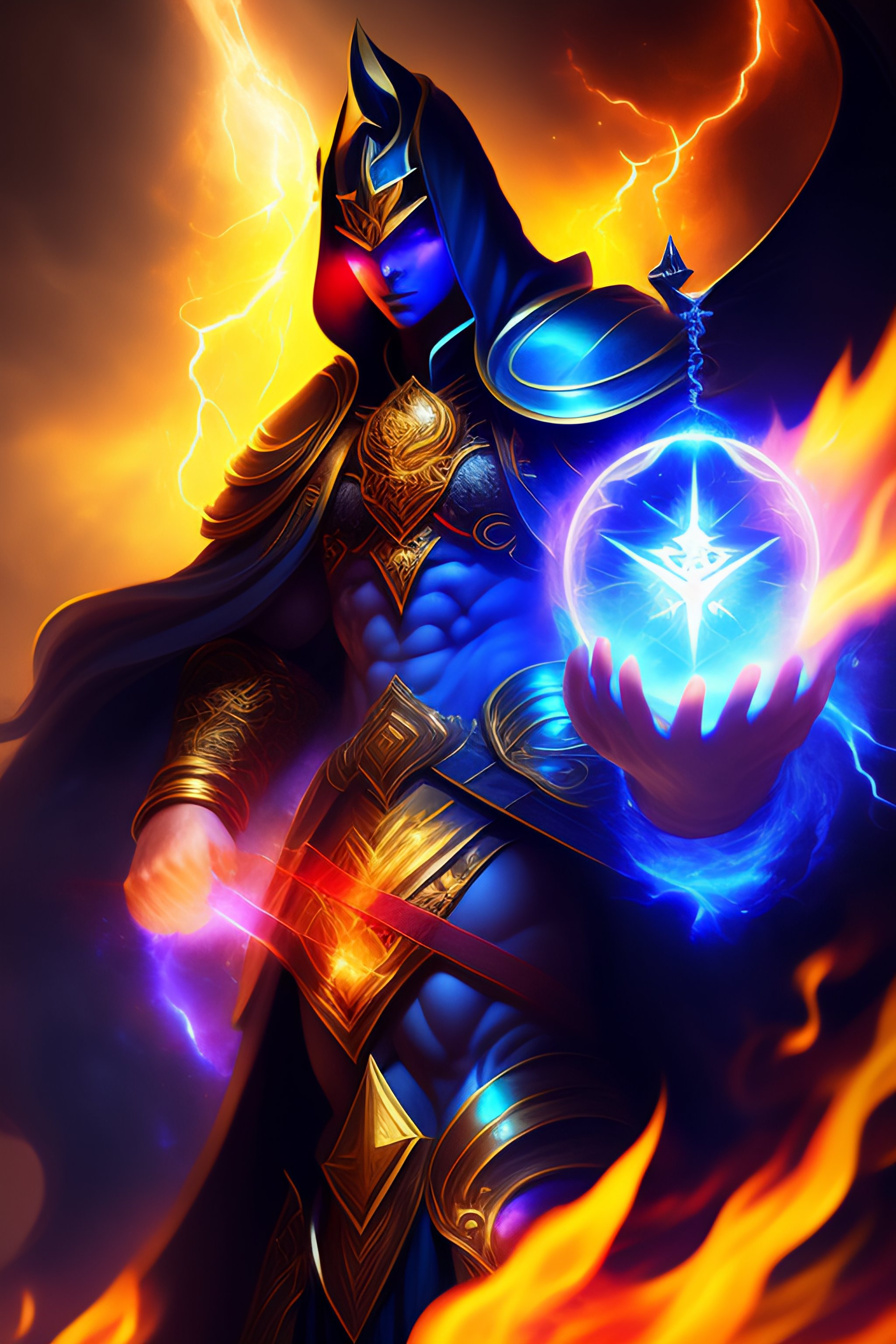 Lexica - Fullbody image of a god of equilibrium holding justice scales ...