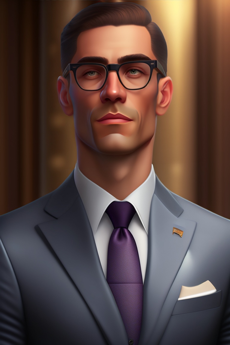 Lexica - A man with glasses and a suit, no caravat