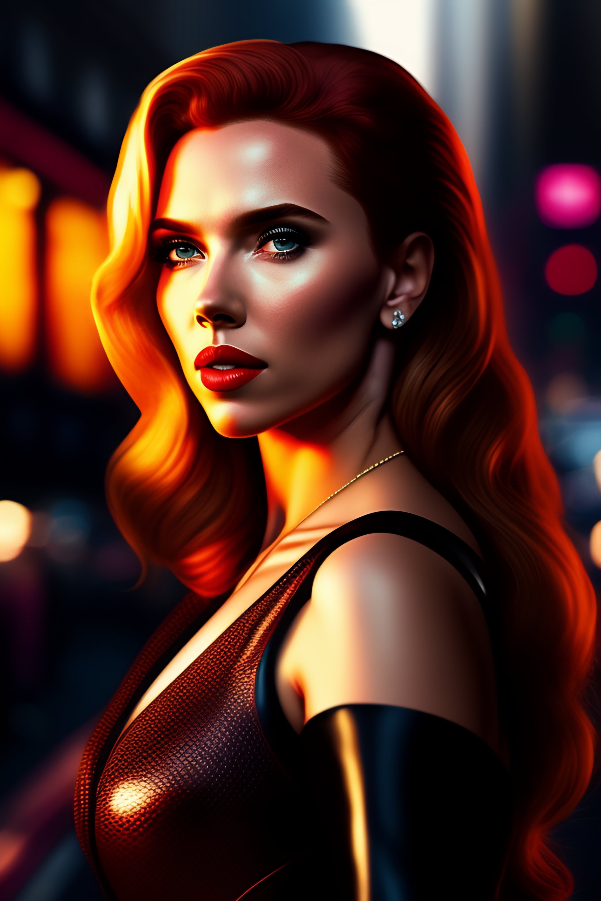Lexica - Scarlett Johansson as Black Widow kiss old woman, New York ...
