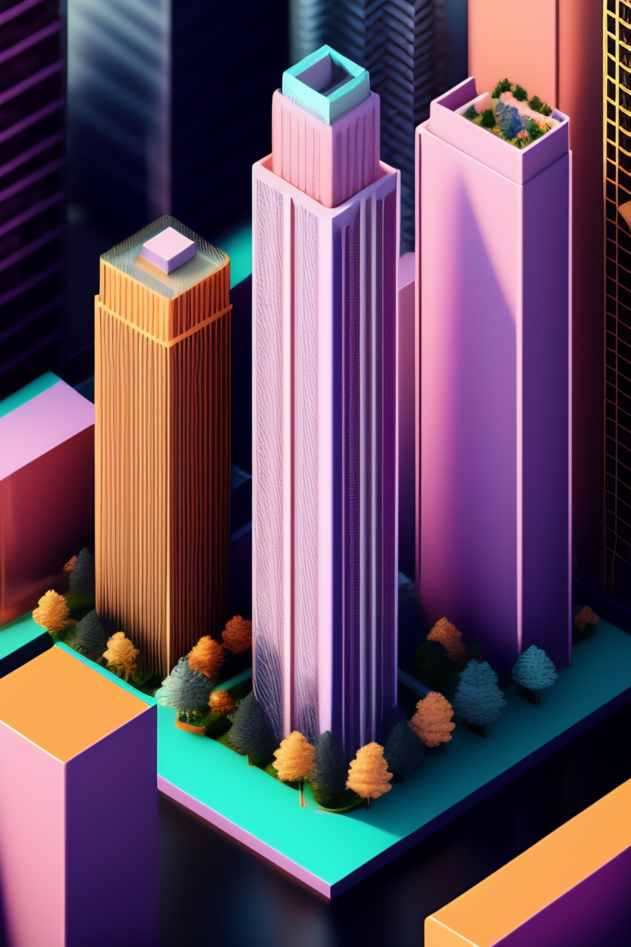 Lexica - 3d New York style skyscrapers with maze style, pastel