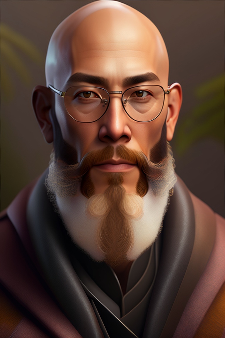 Lexica - A bald monk with beard and lenses,hd hyper realistic, clear ...