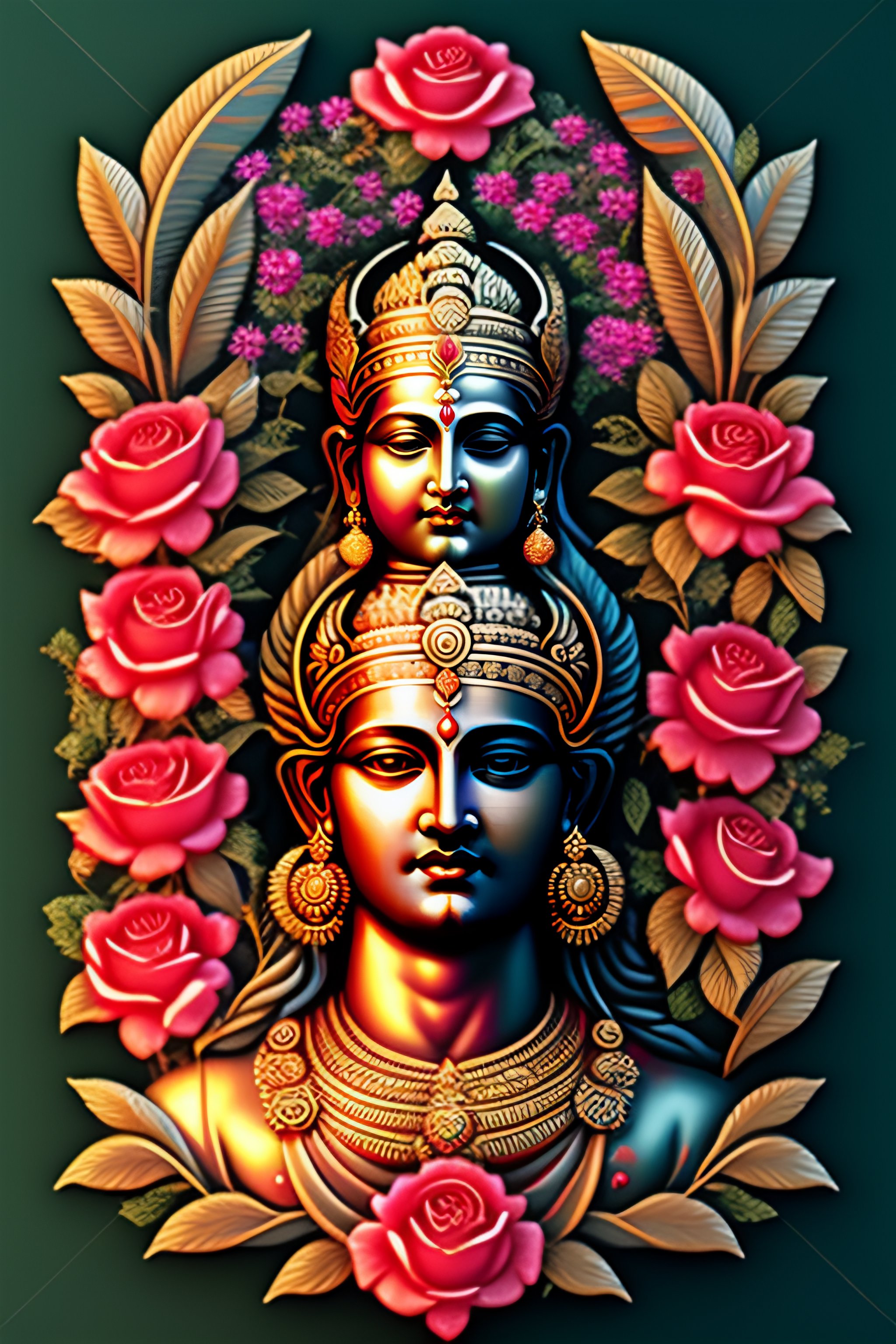 Lexica - Lord Rama with classical floral elements emanating from center ...