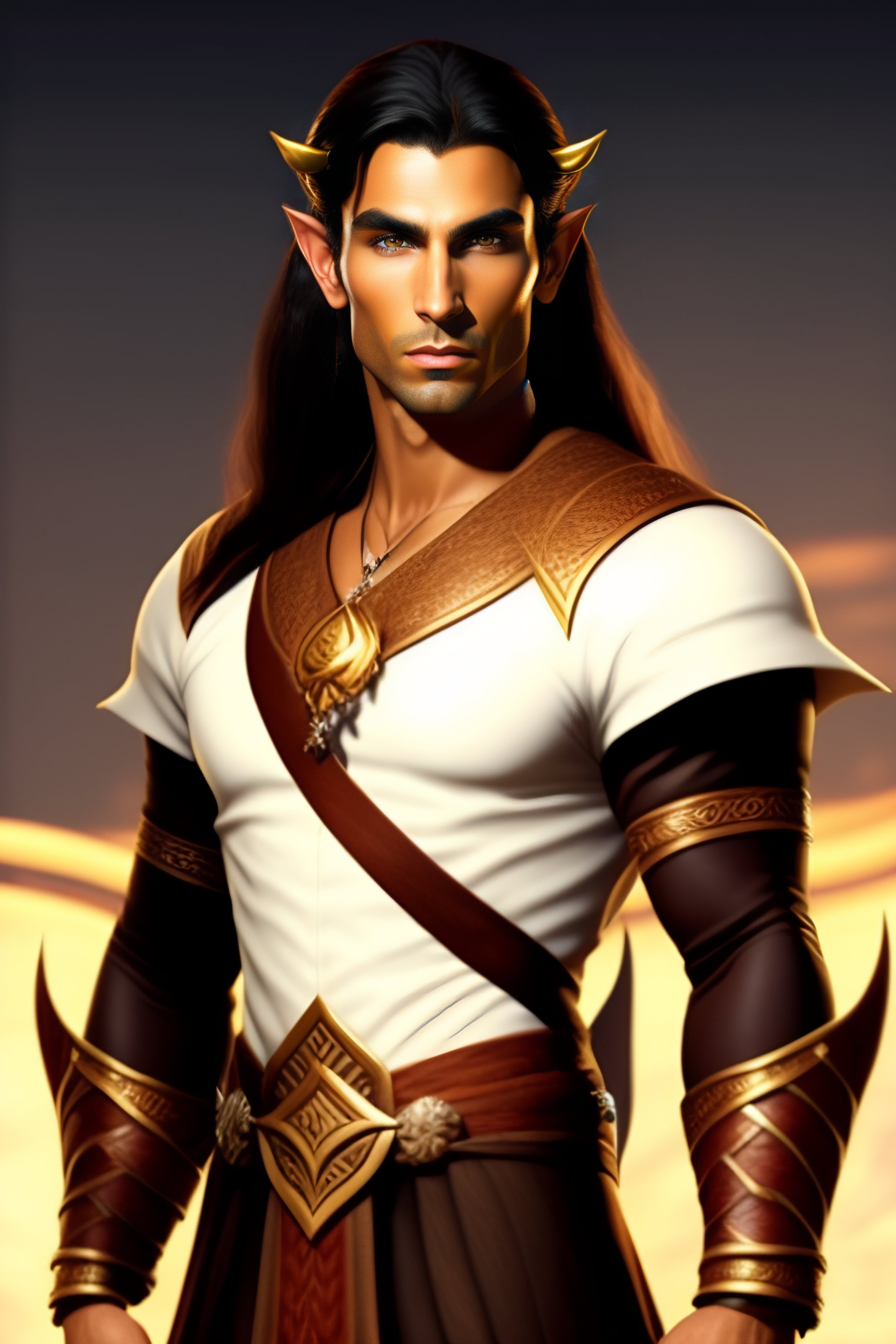 Lexica - Male half-elf, 30 years, tanned complexion, round face ...