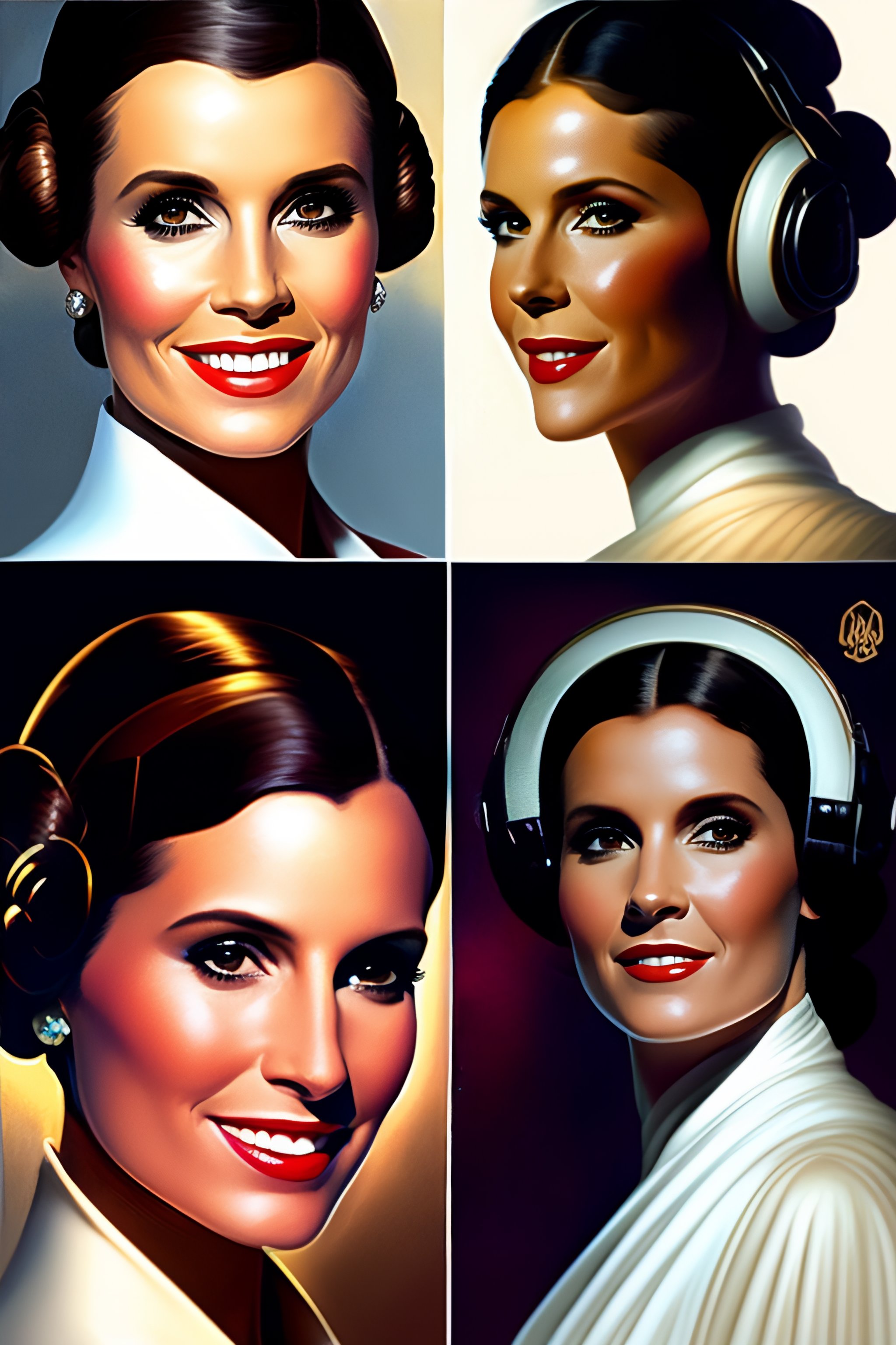 Lexica - Portrait of princess leia star wars taking a selfie smiling with  an iphone 14, looking directly at the cell phone screen and facing the  mirr...