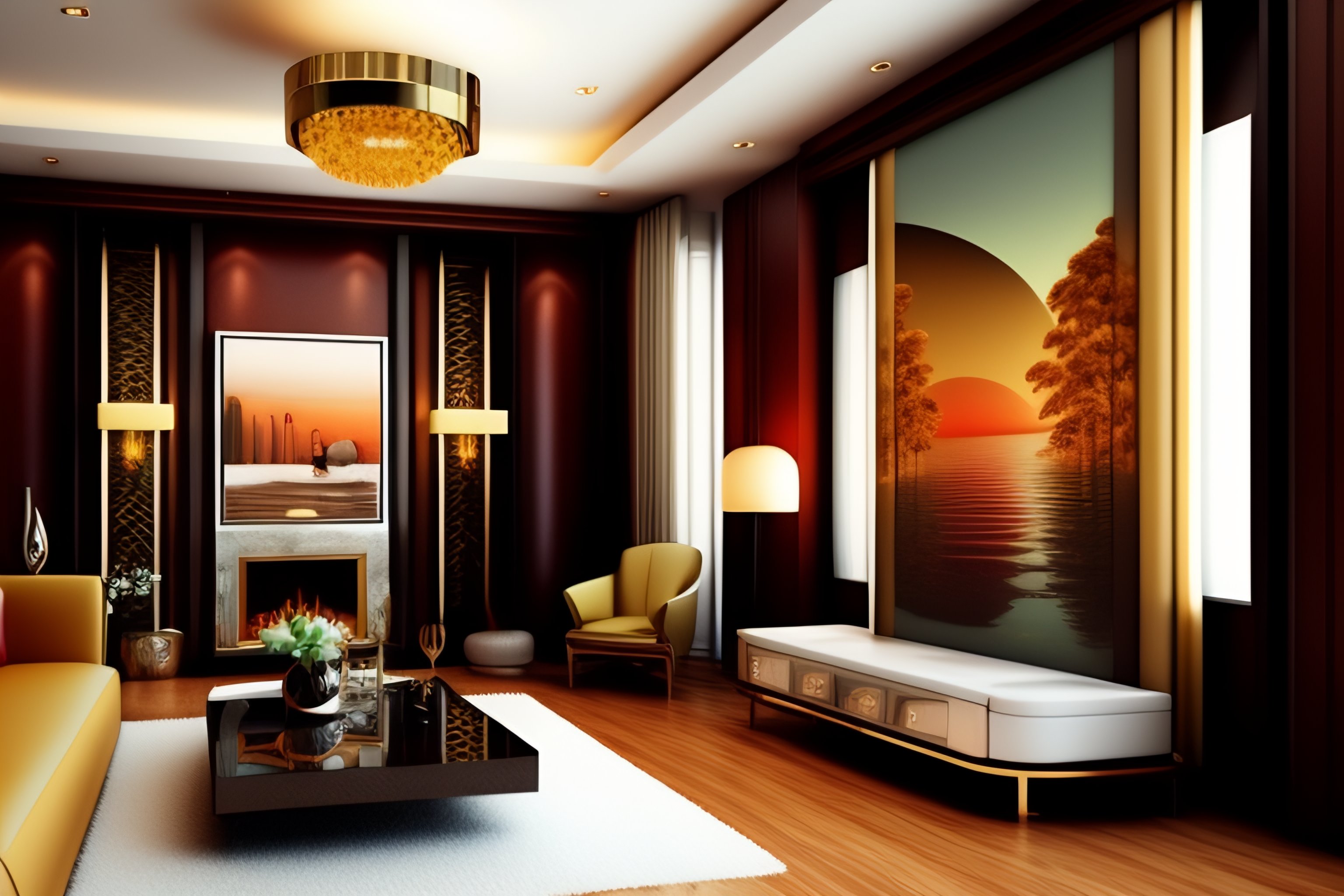 Lexica - Interior living room art deco style intrincate