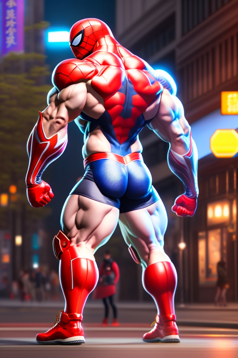 Lexica - Full body big muscle spiderman, hyper realistic, 8k, hyper  lighting, behind japan sakura autumn evening