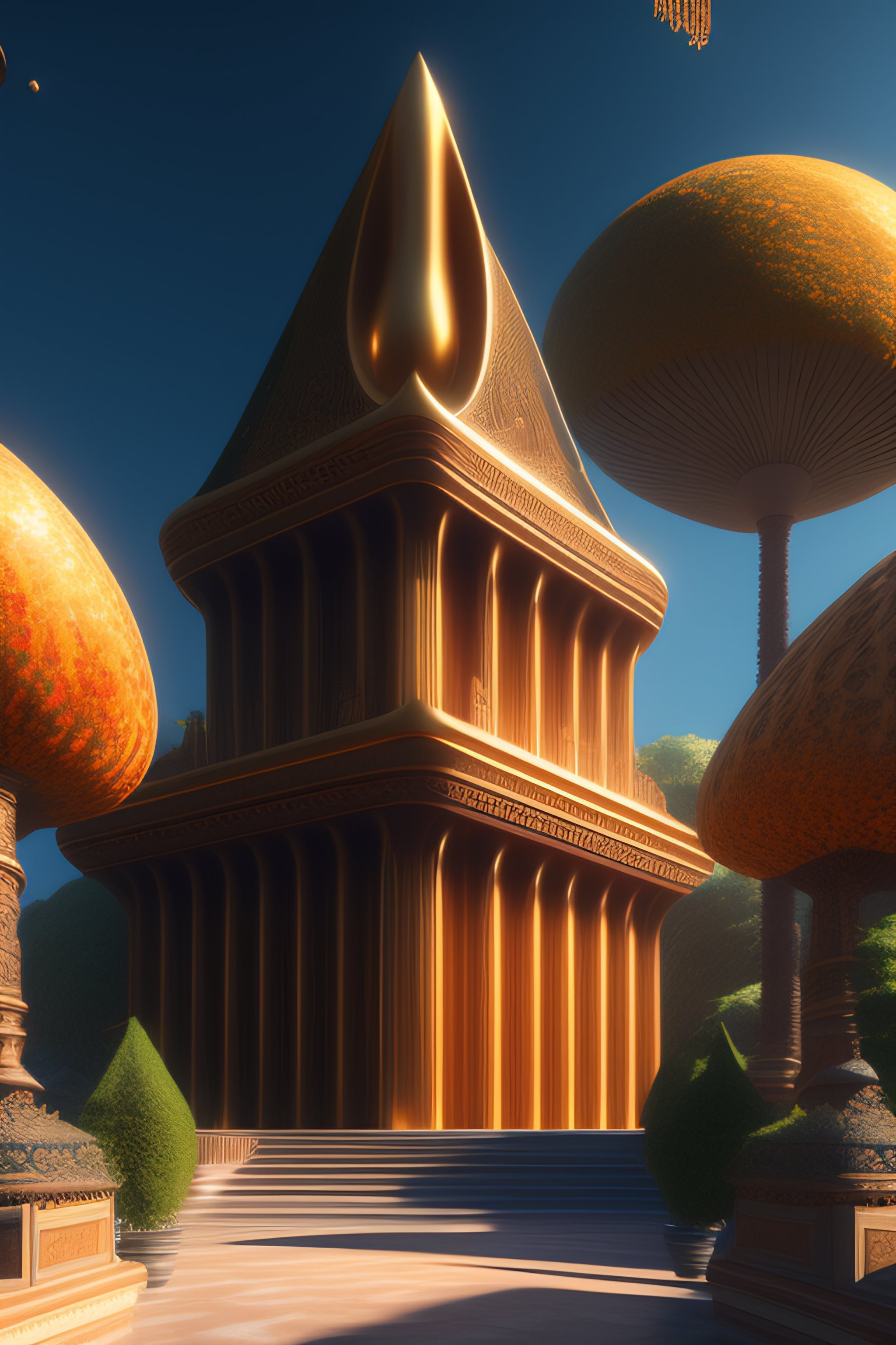 Lexica - The city is a panorama of towering wooden buildings each one ...