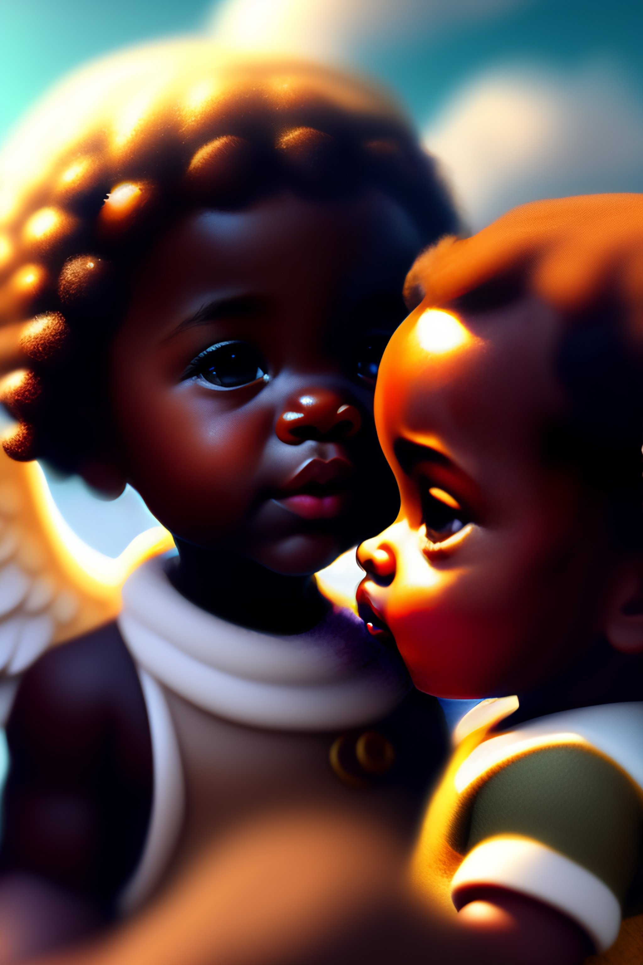 beautiful black baby angel paintings