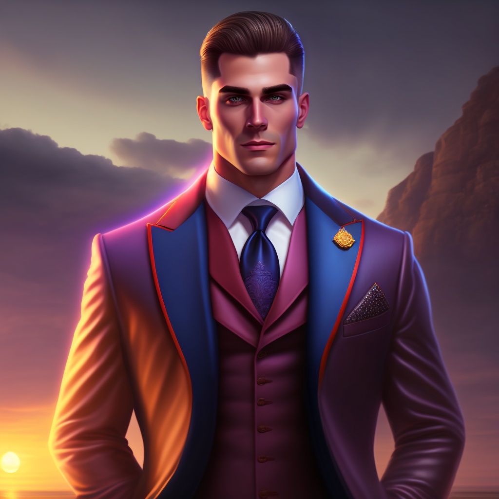 Lexica - A man of knowledge in a 3 piece suit in front of the twilight ...