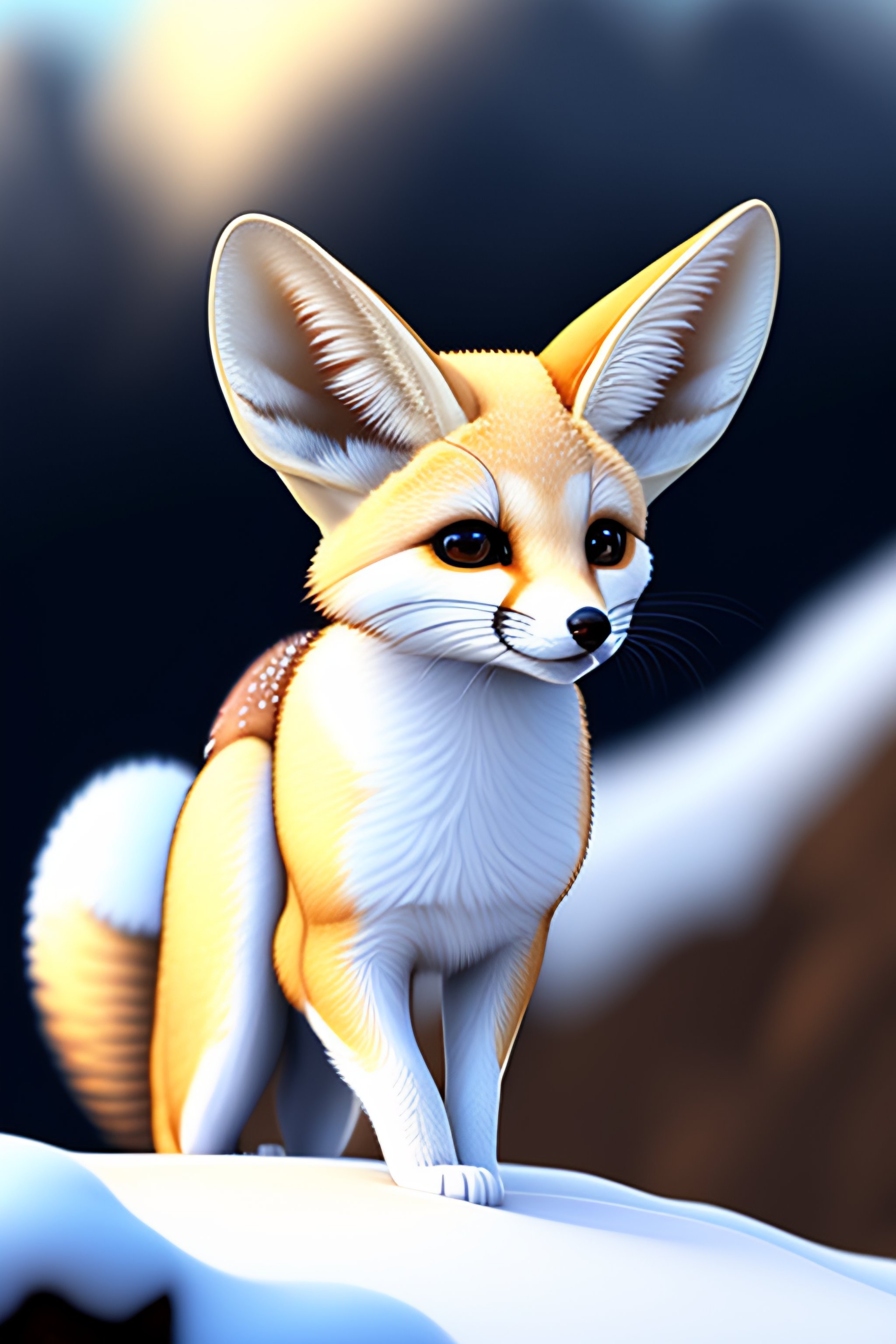 Lexica Fennec Fox anthro animal snow fox fluffy white fur