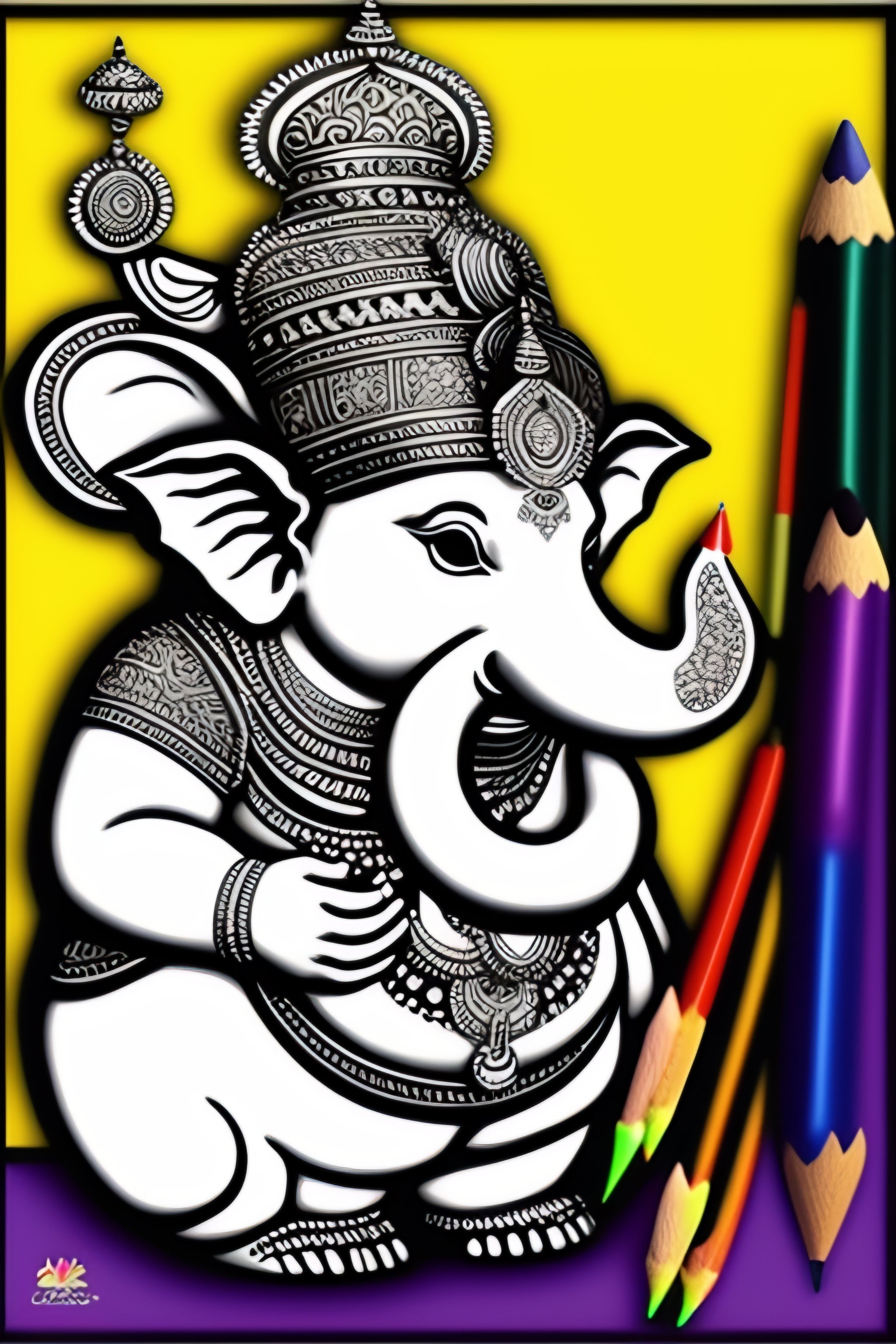 Lexica - Drawing of ganesha for a children's coloring book