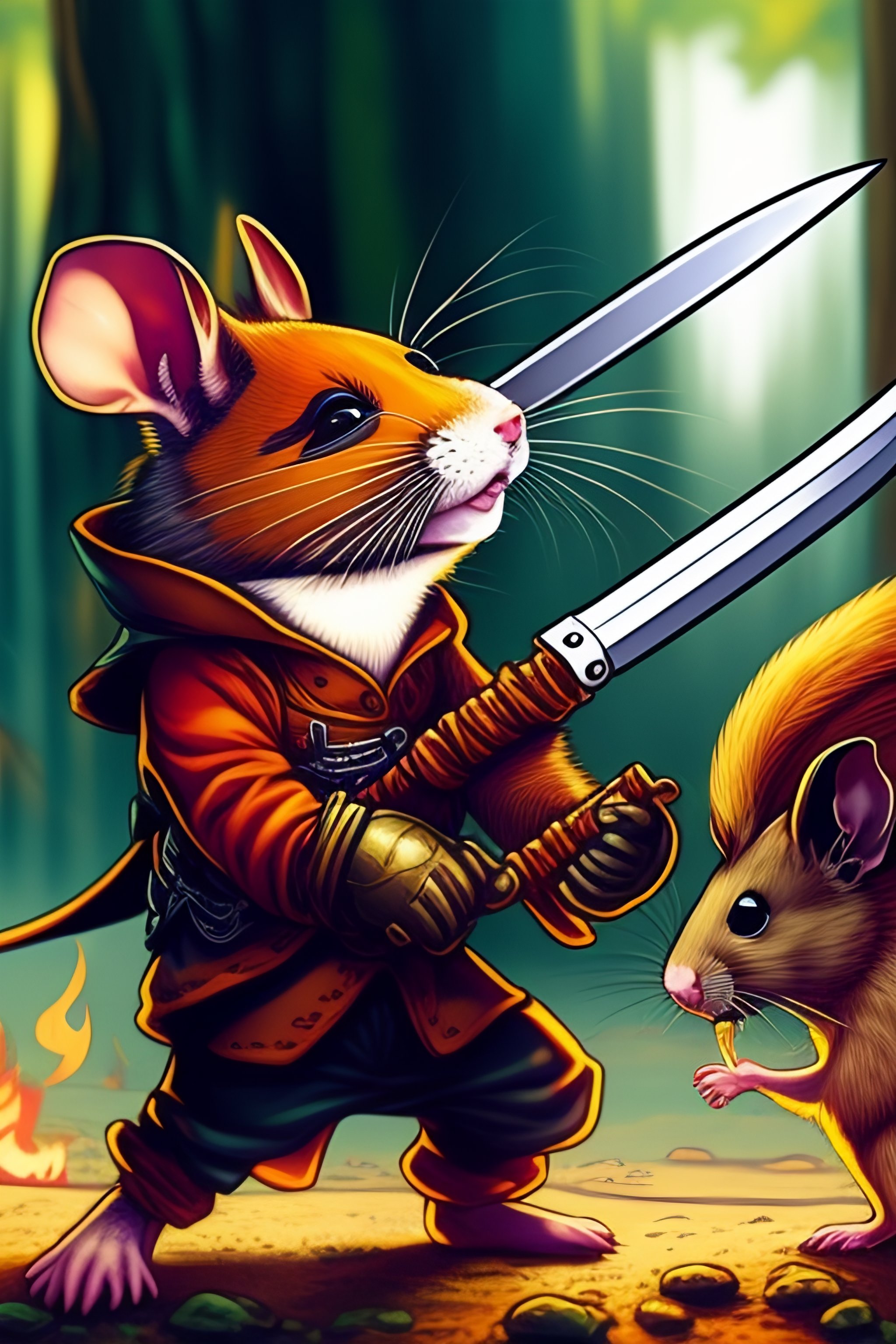 Lexica - A rat dressed in rags and with a melee weapon fights another ...