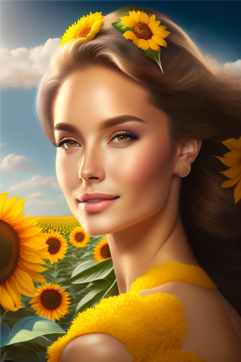 Lexica Beautifool Woman In The Sunflower Field Fotorealistic