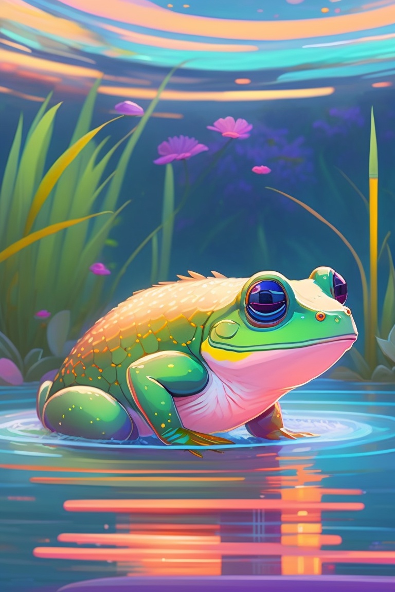 Lexica - Watch a frog swimming in the water from the top, style of ...