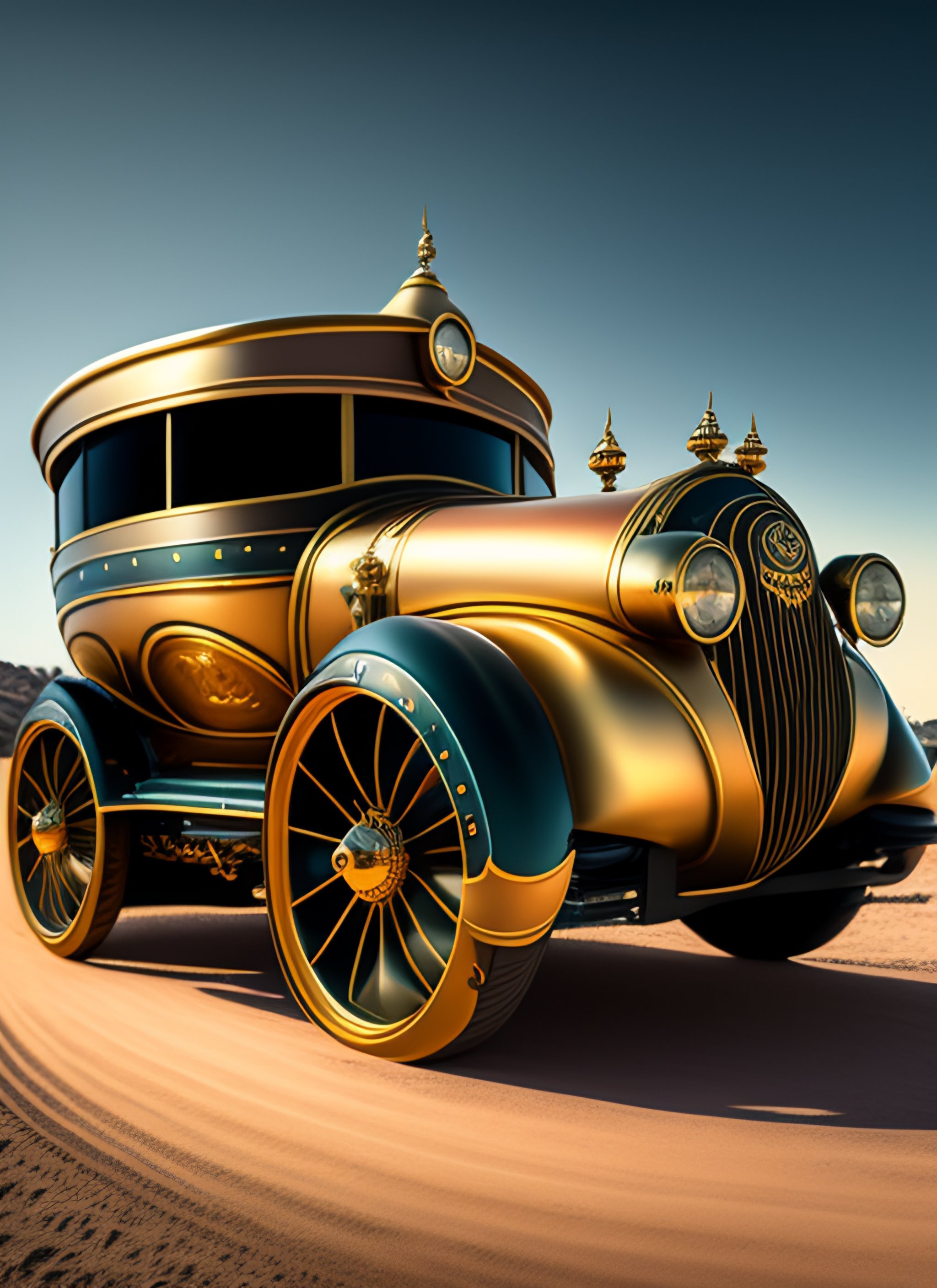 Lexica RIBBON STEAMPUNK CAR, a sign that says OFFROAD MY PASSION