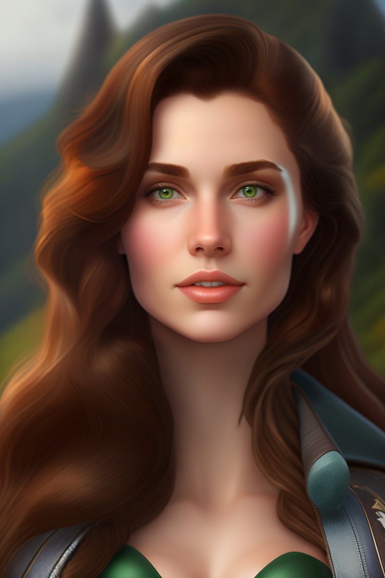 Lexica - A Slavic porcelain-skinned woman with meaningful, dark green ...