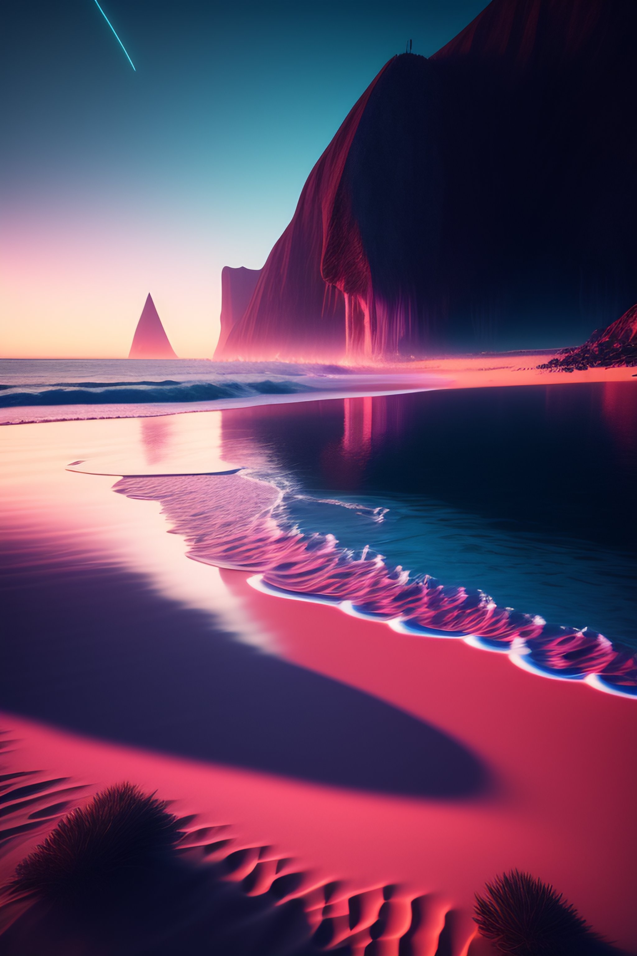 Lexica - Beautiful dark landscape, bobby lee, beautiful beach, in the ...