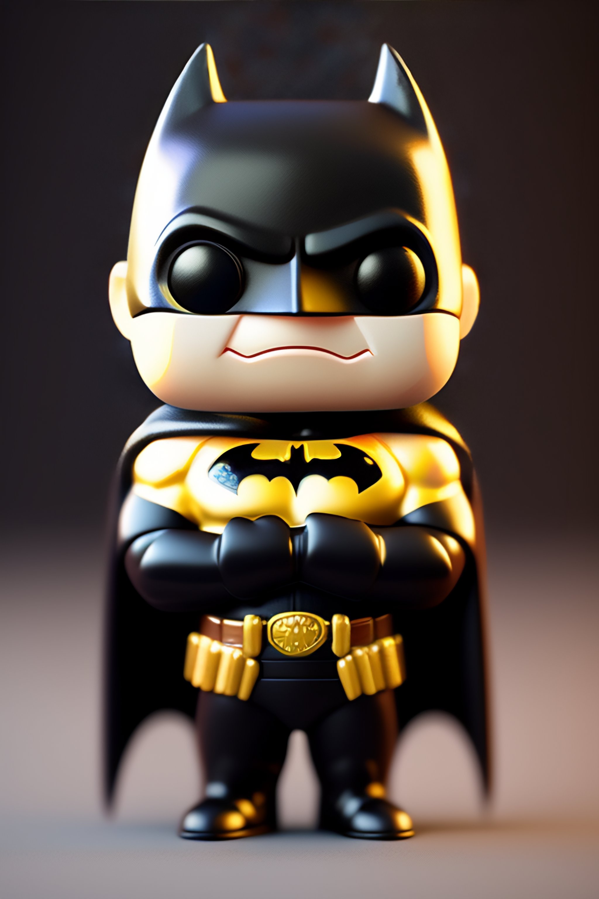 Lexica - 3d render of funko pop batman a little smile