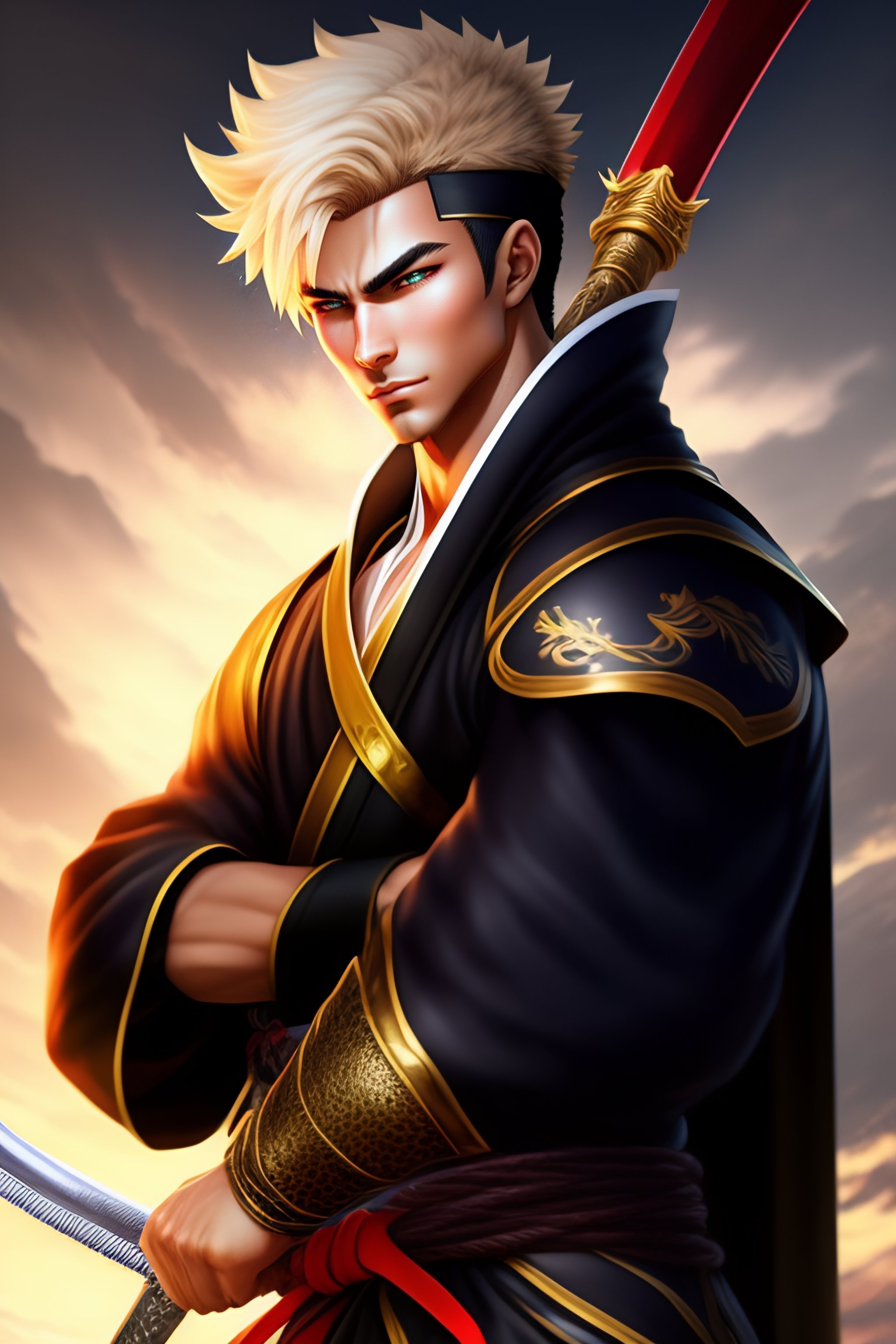 Lexica - Anime character who is a tall, muscular young man with short ...