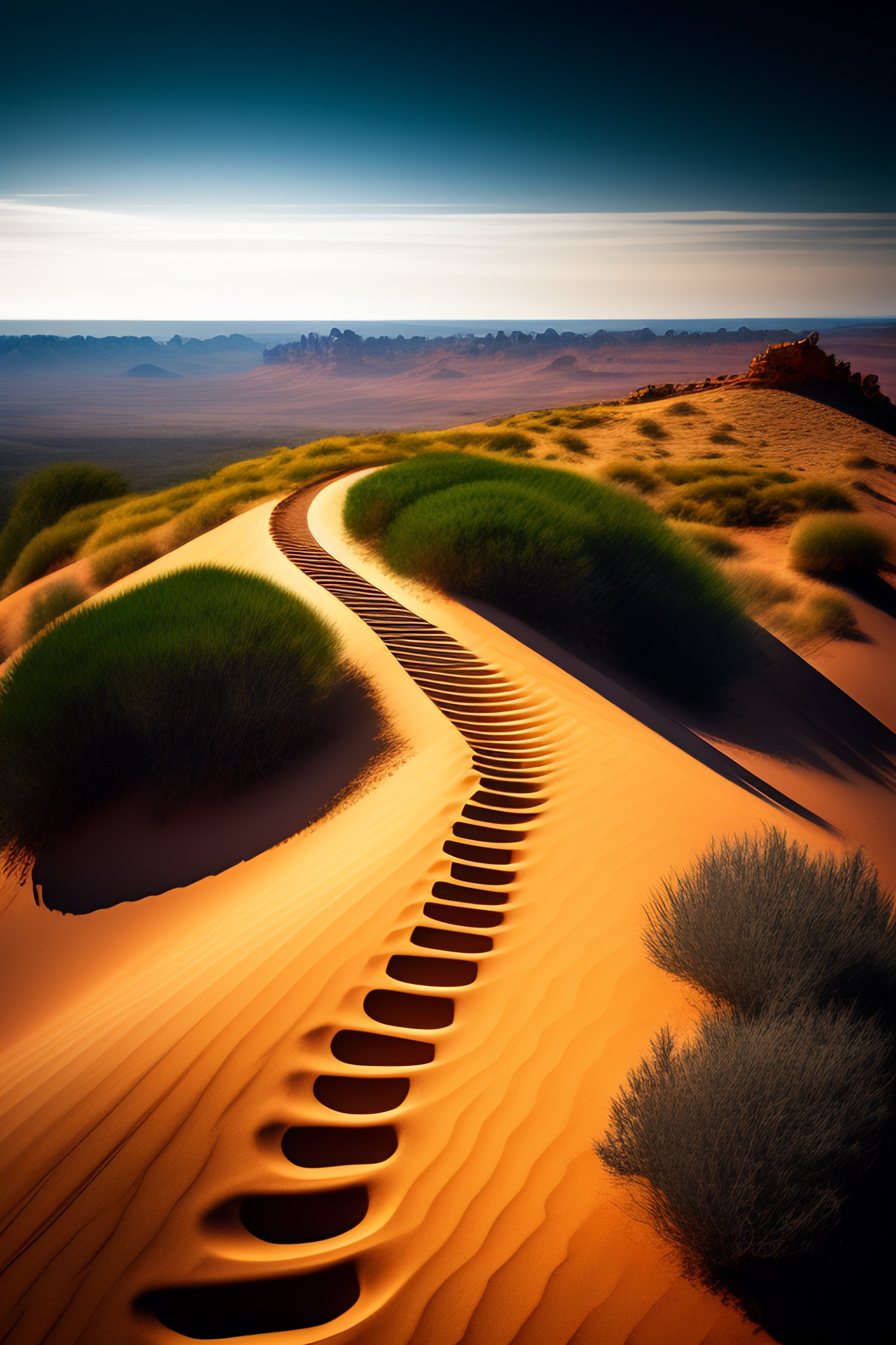 Lexica - Portrait of the long path to heaven, wide shot, sharp focus