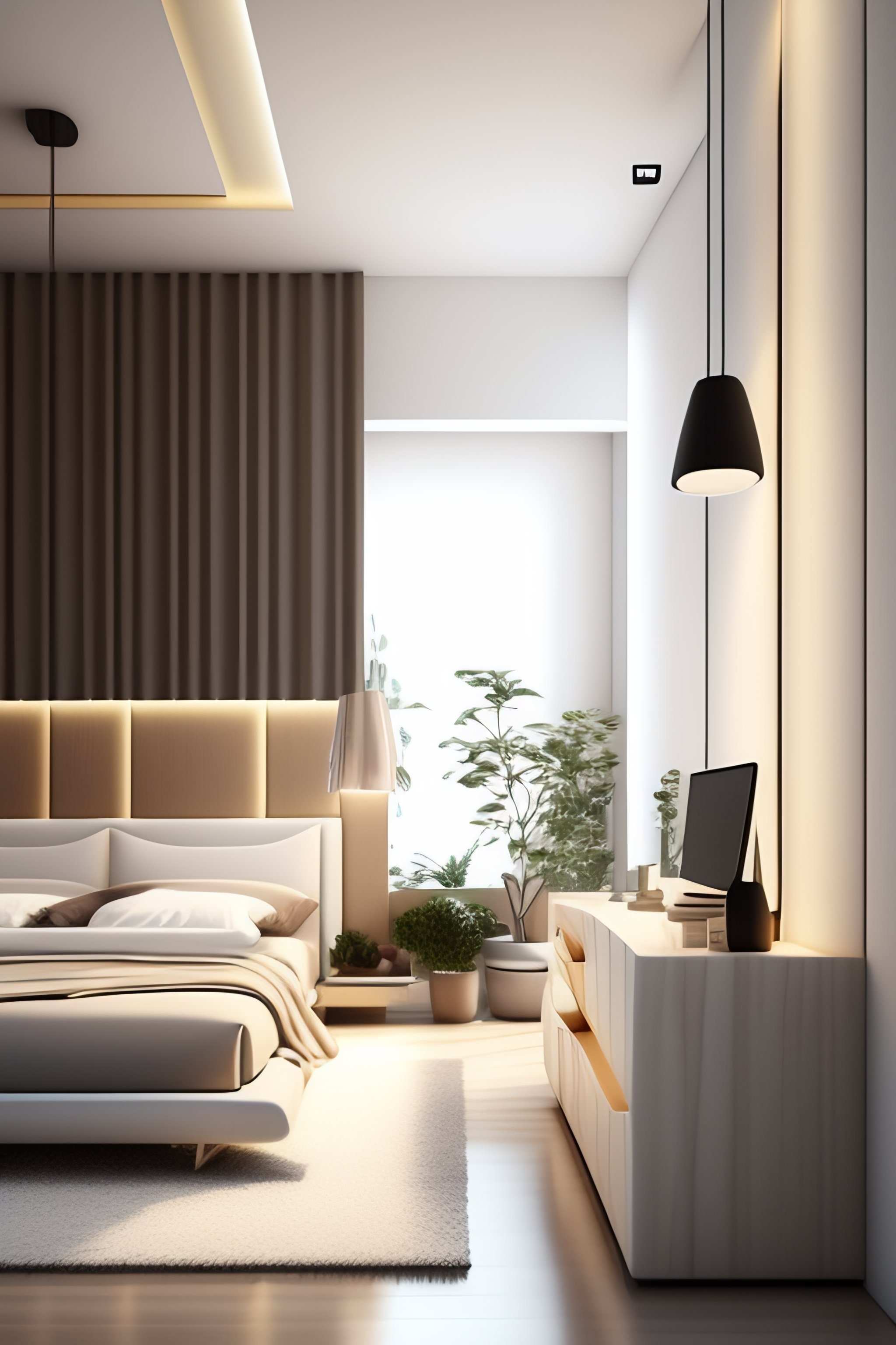 Lexica - Bedroom, beige, modern, white, wood, interior, design