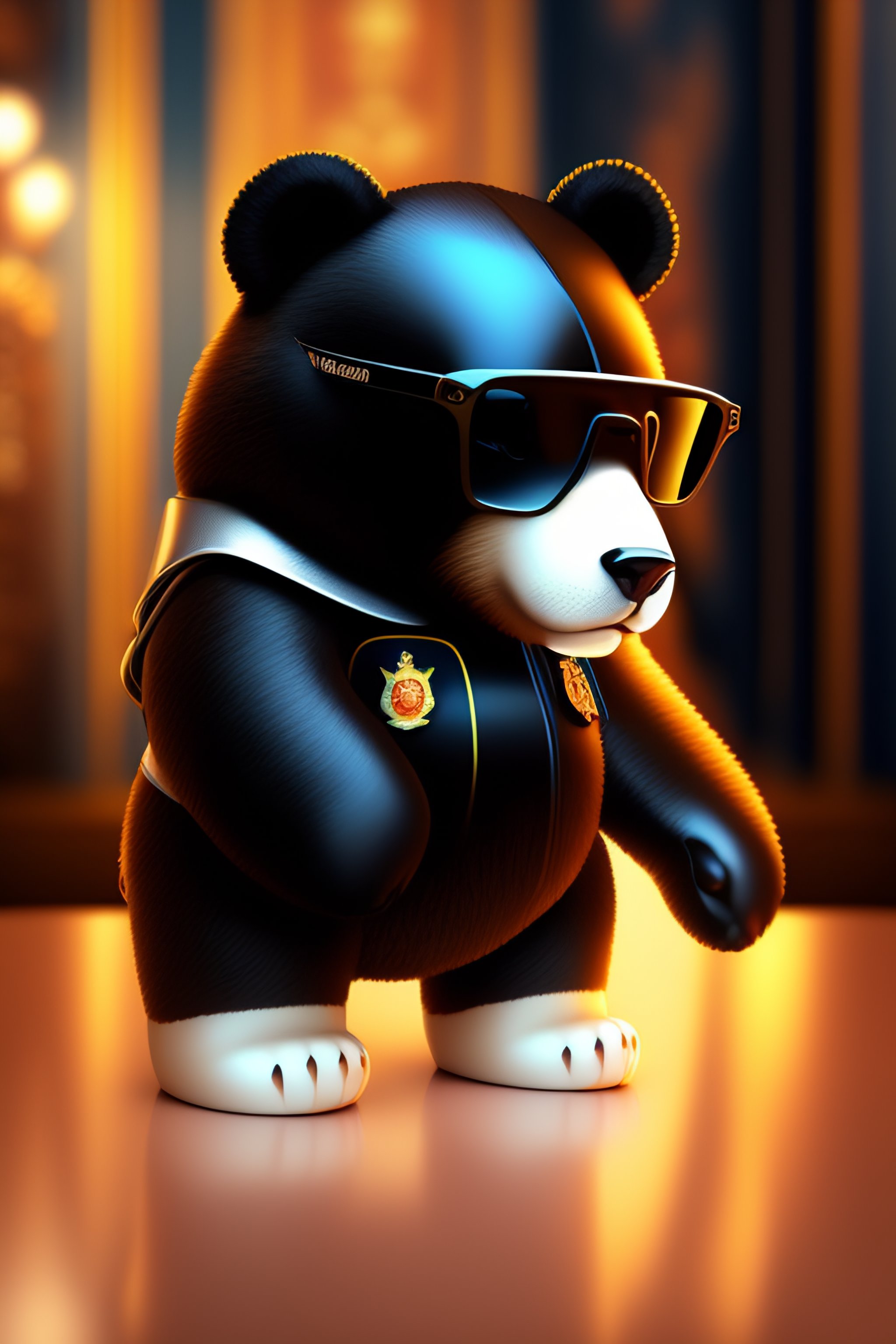 Lexica An Anthropomorphic Bear In A Spanish Police Suit And Black Glasses