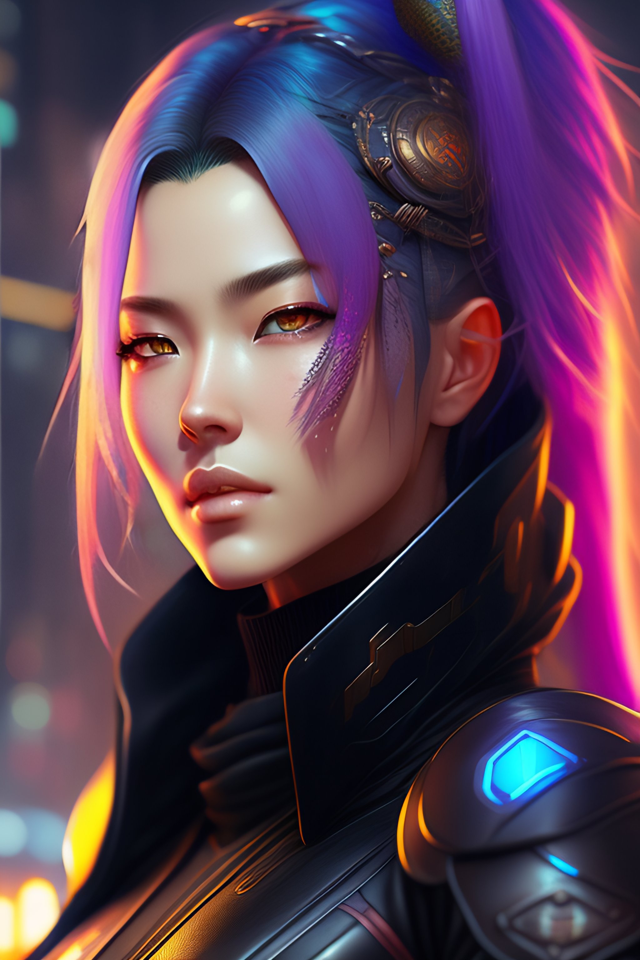 Lexica - Portrait of a cyberpunk cyborg ninja, third person, D&D, sci ...