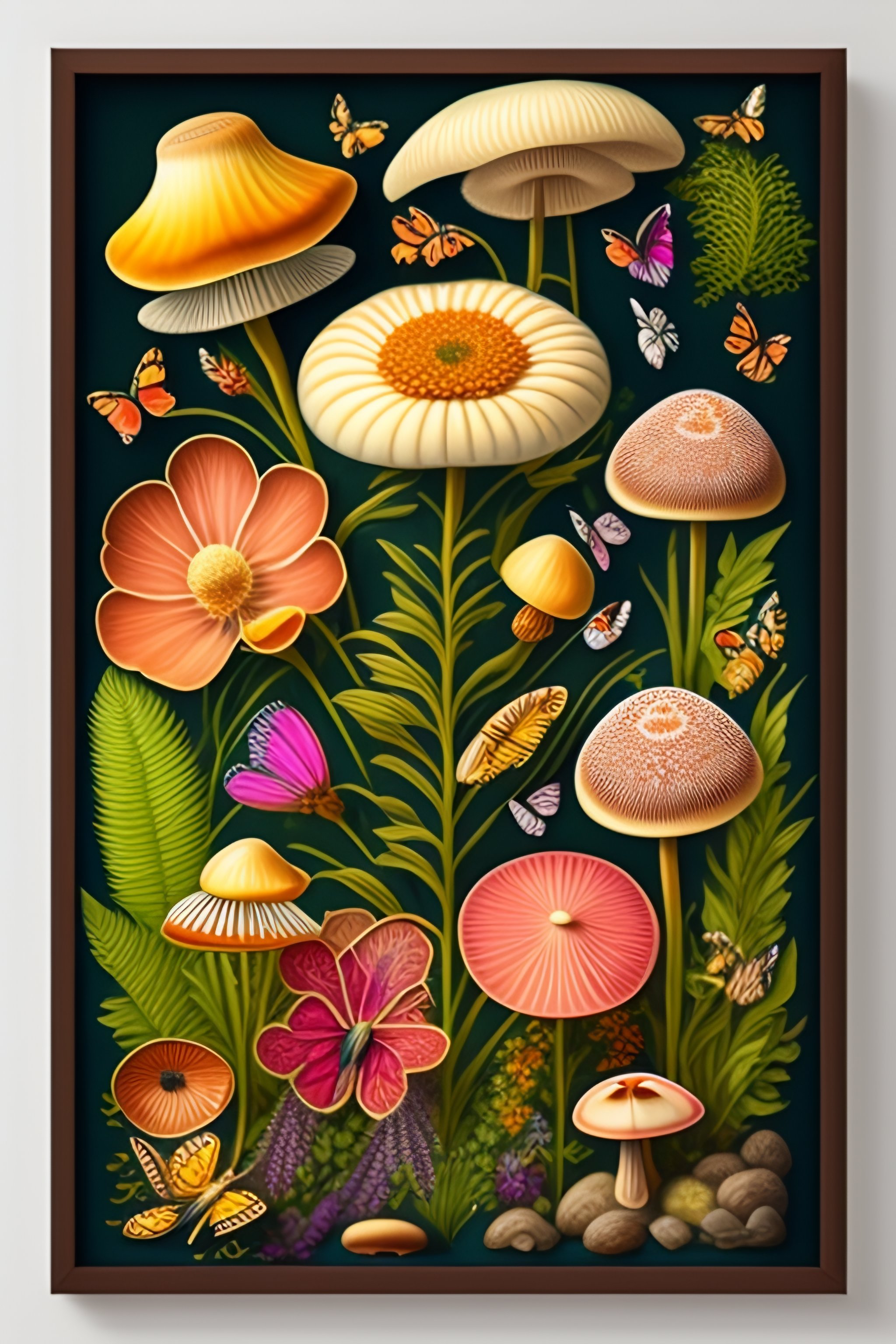 Lexica - Botanical illustration with mushrooms and butterflies