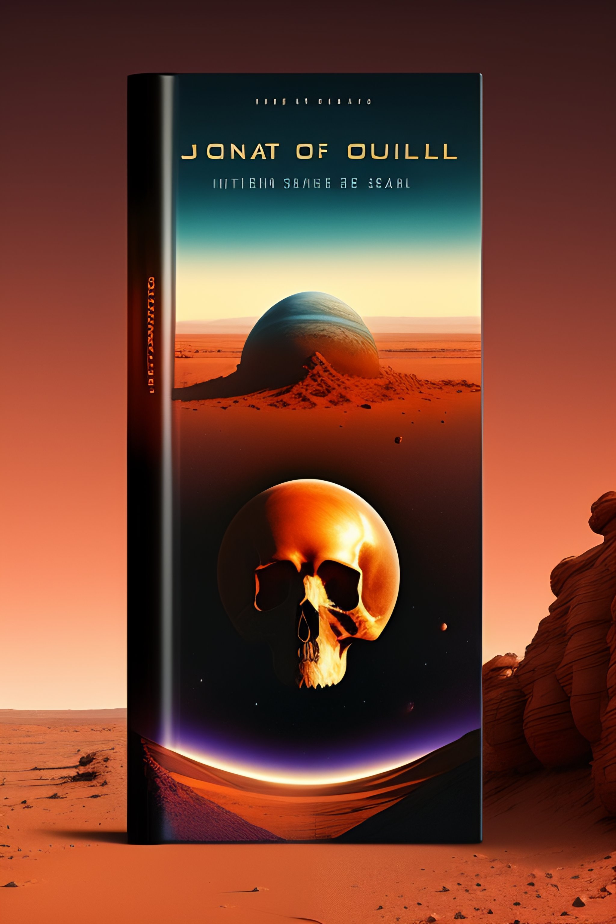 Lexica - A sci-fi book cover of a giant alien skull on the surface of Mars