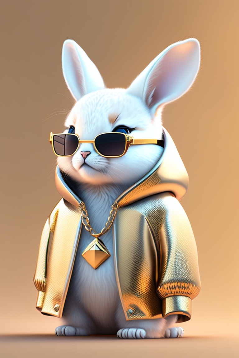 Lexica - Full-bodied portrait, Cute and adorable cartoon white rabbit ...