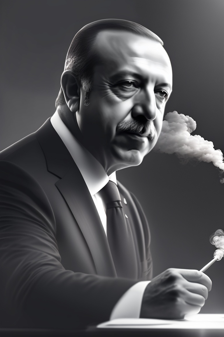 Lexica - Erdogan with charismatic look in black and white smoking ...