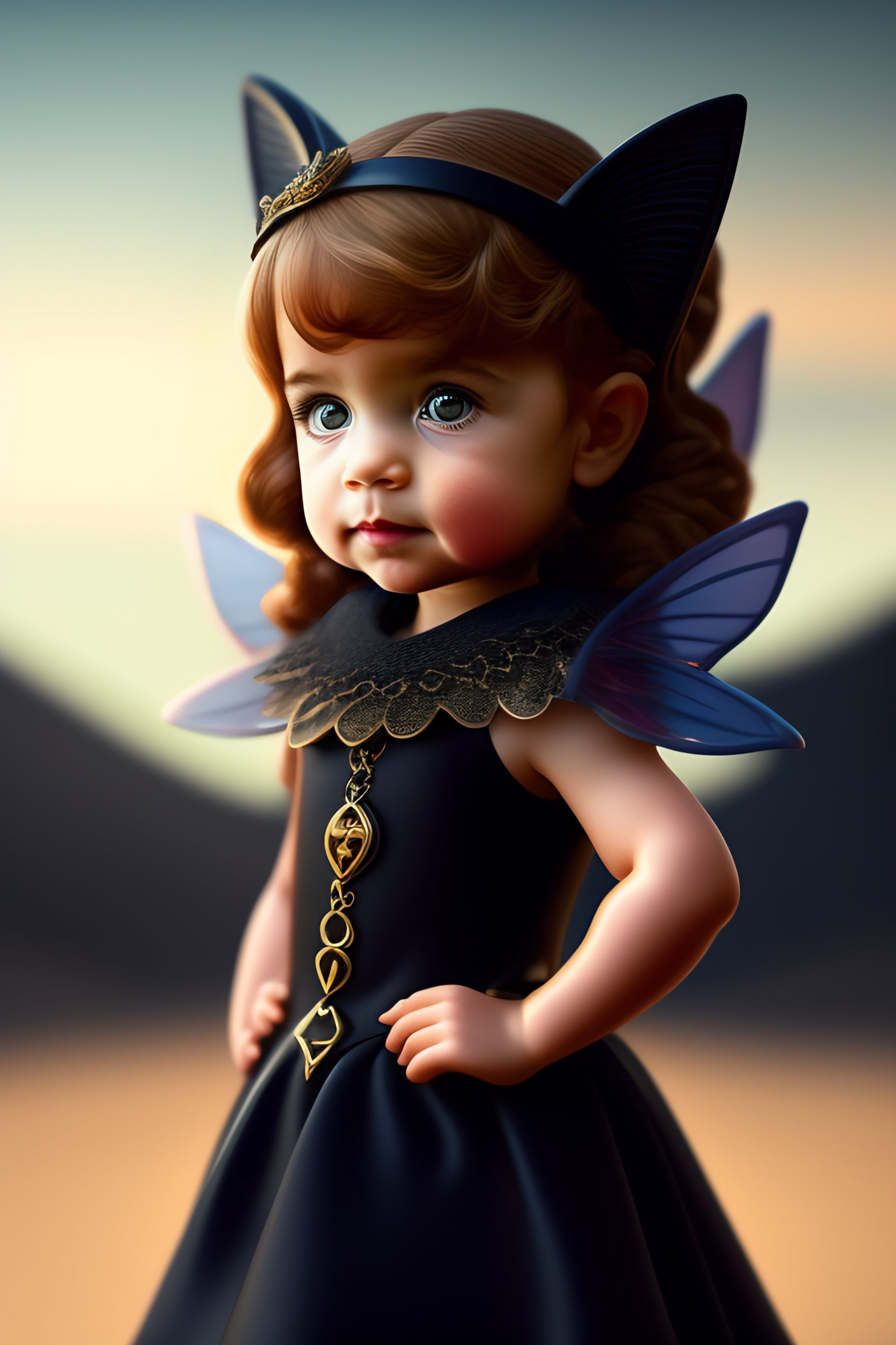 Lexica A Tiny Fairy In A Black Dress Midjourney Style