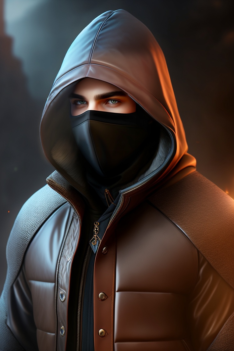 Lexica - Male, hooded, misterious explorer, masked, darker clothes