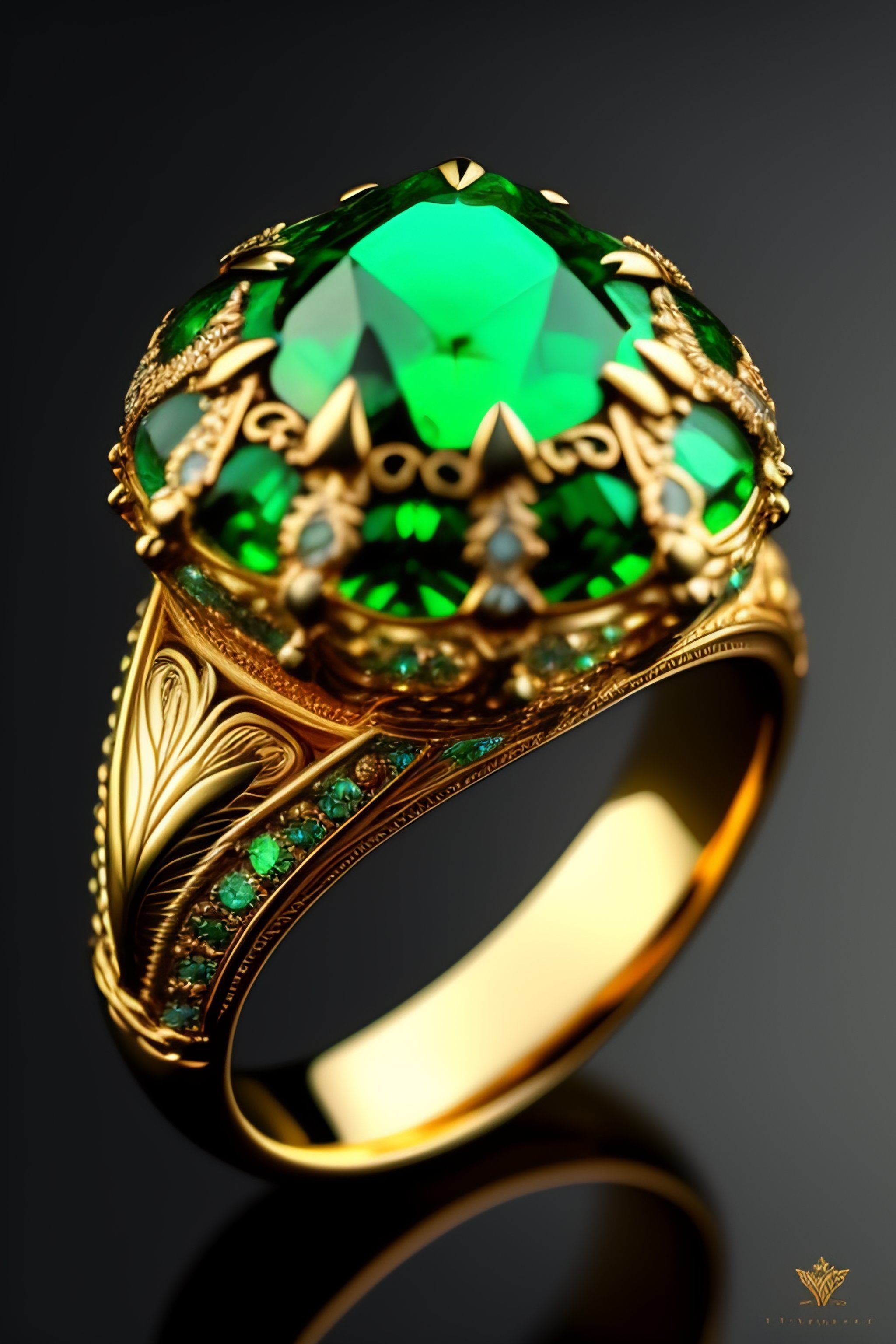 Lexica - An extremely detailed emerald ring in the shape of a phoenix ...