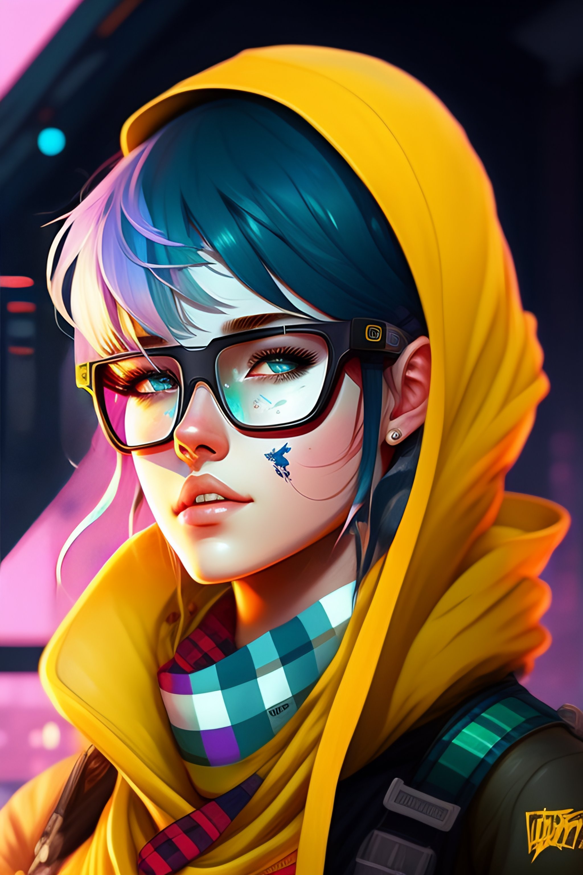 Lexica - Highly detailed portrait of a smiling sewer emo punk lady ...