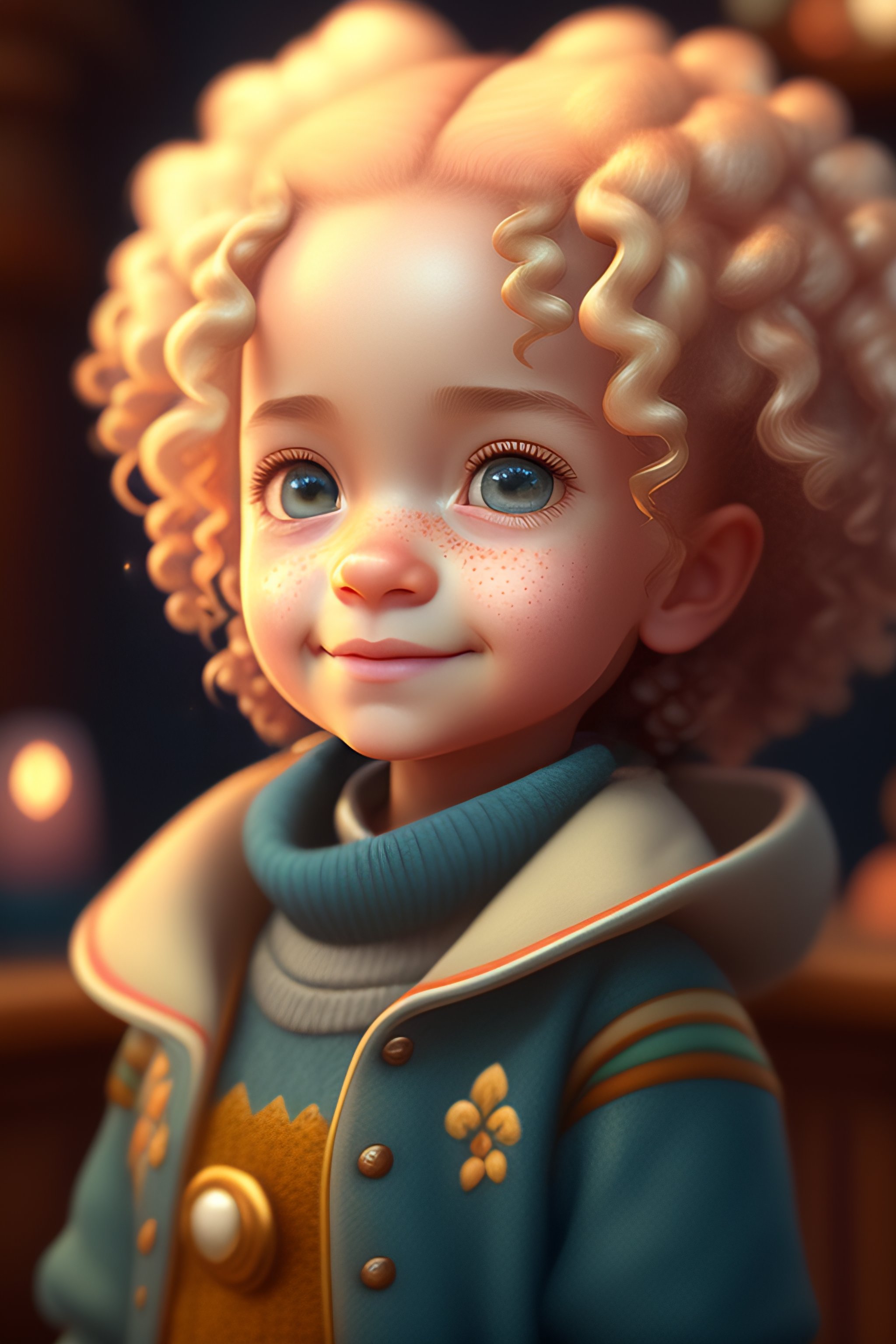 cartoon girl with blonde curly hair