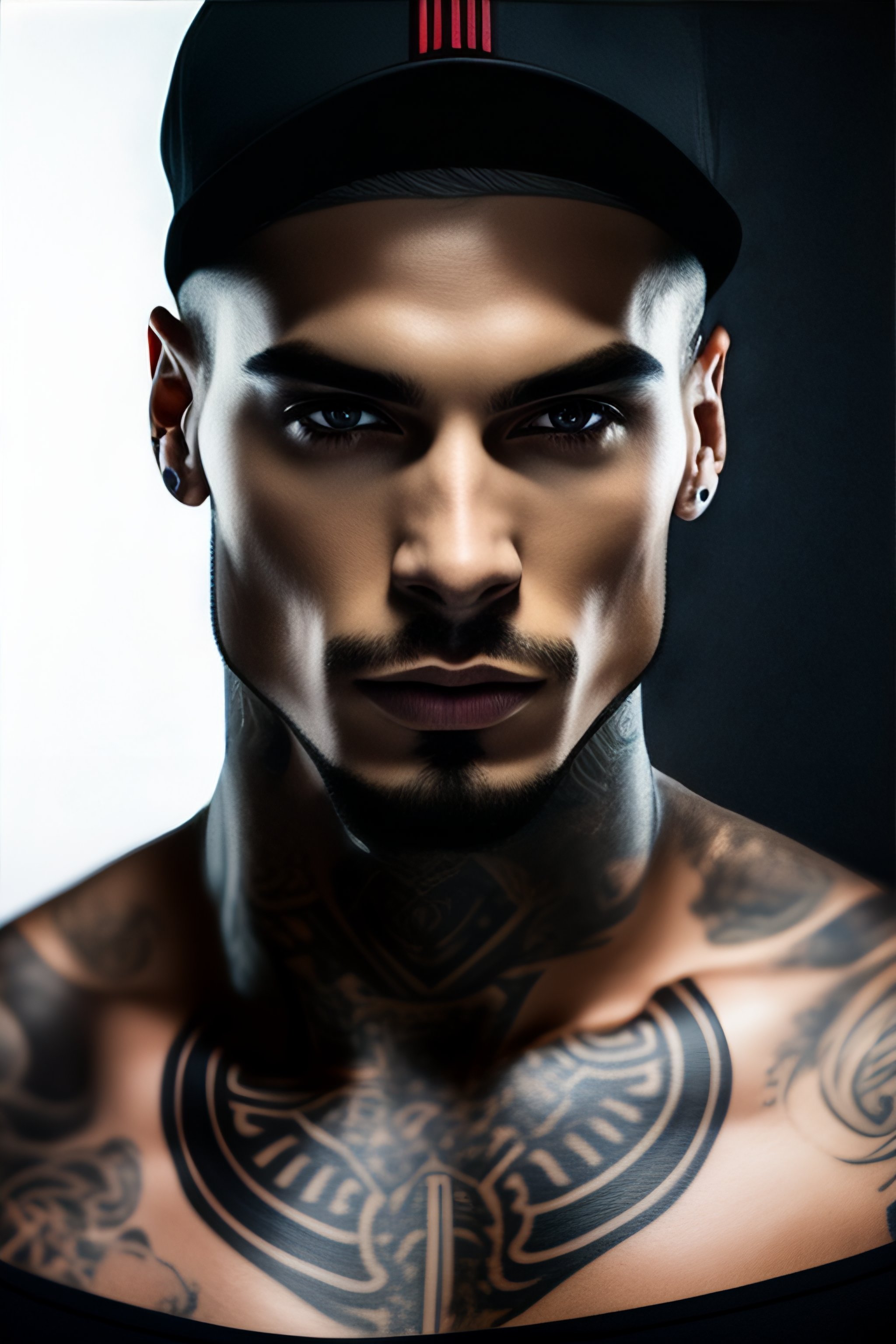 Lexica - Techno dj, with a lot of tattoos in his arms, skinny guy, with black cap, press photo
