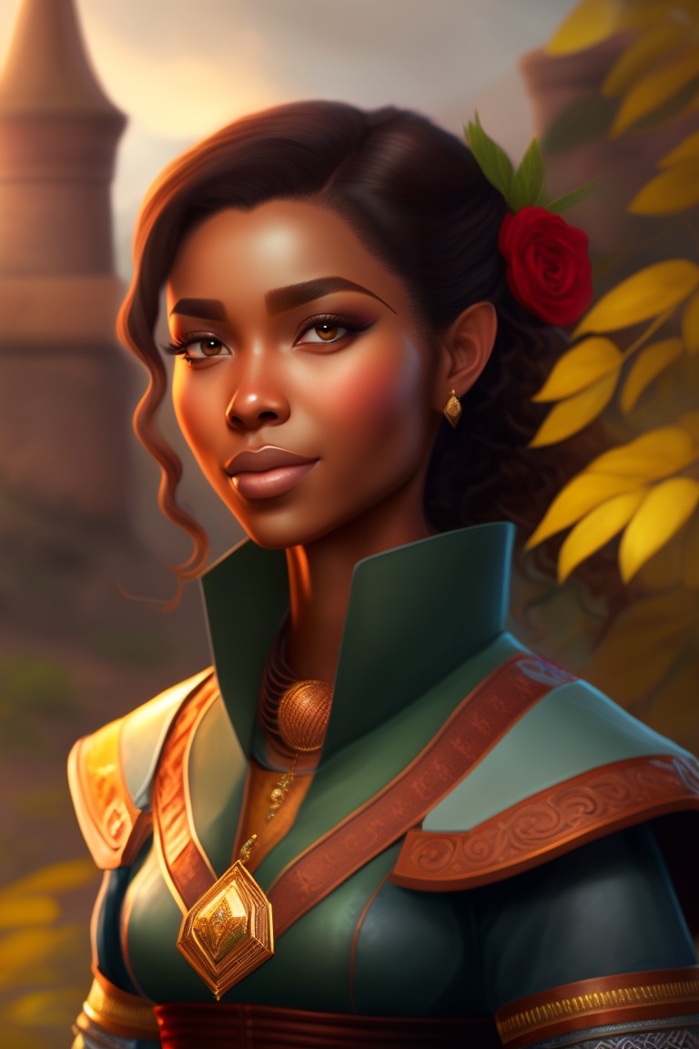 Lexica - Elf woman with brown skin, loose and short brown hair, in ...