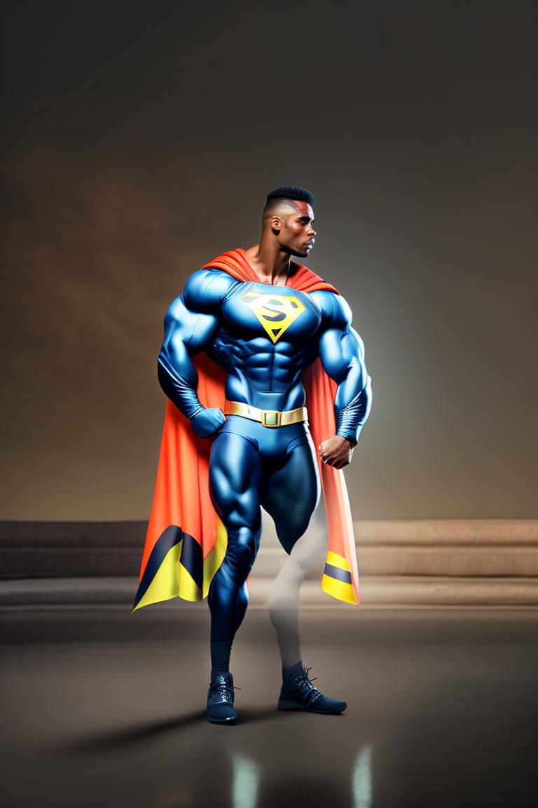 Lexica - Vegan bodybuilder wearing a super hero cape, around 6’2 ...