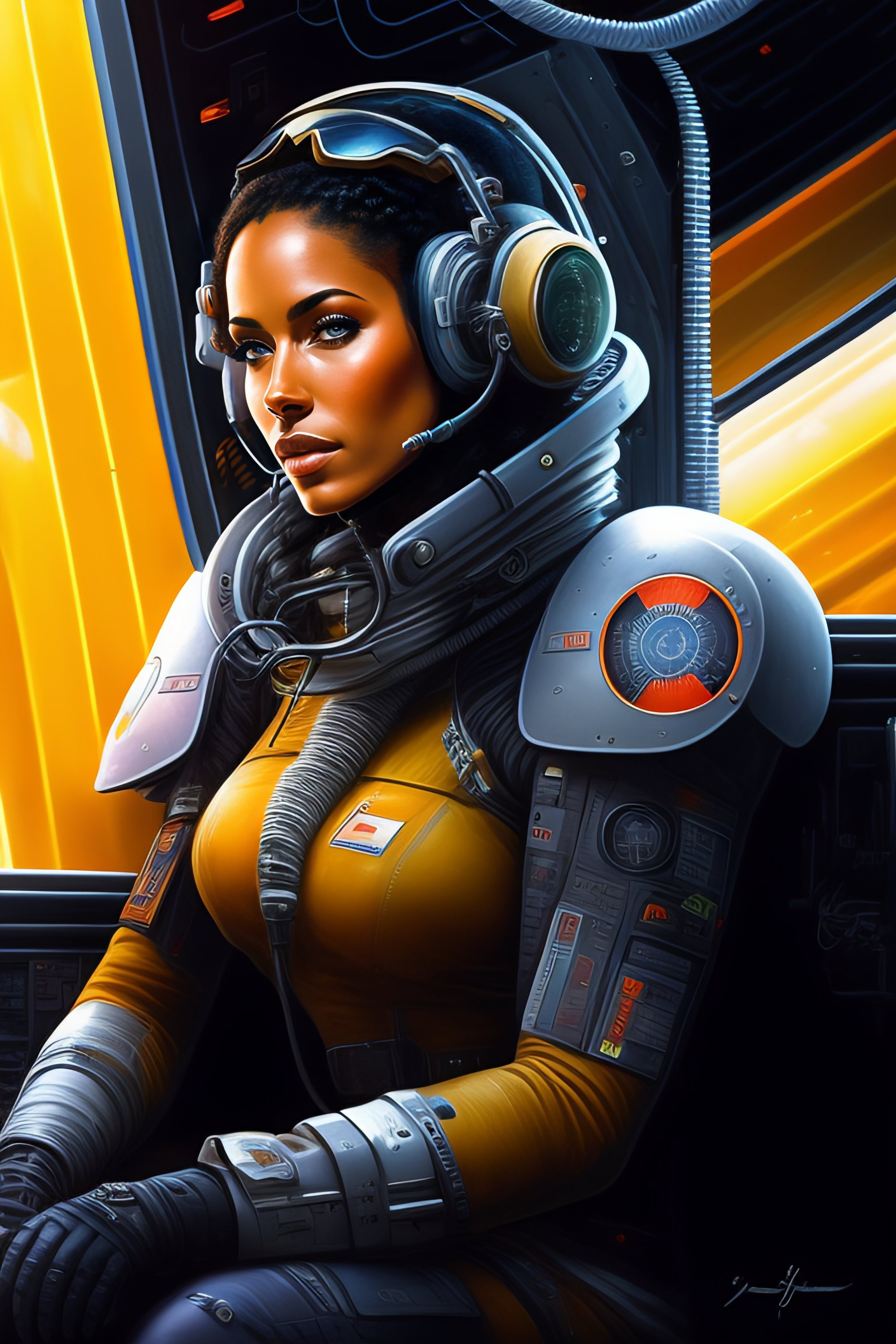 Lexica - Cyborg pilot wired to commands, interior cockpit ...