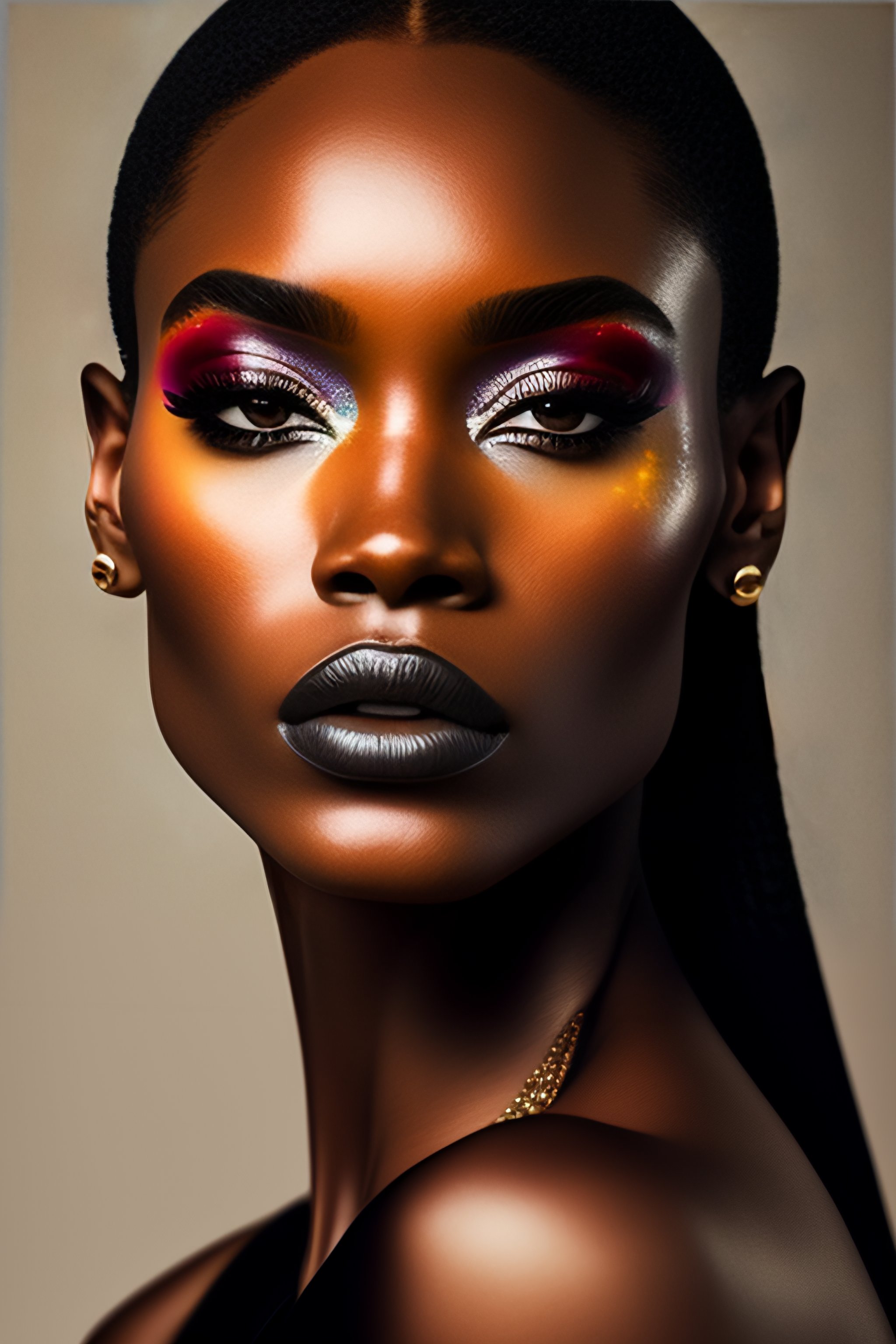 Lexica - A photo close-up of a beautiful black hair woman with fashion ...