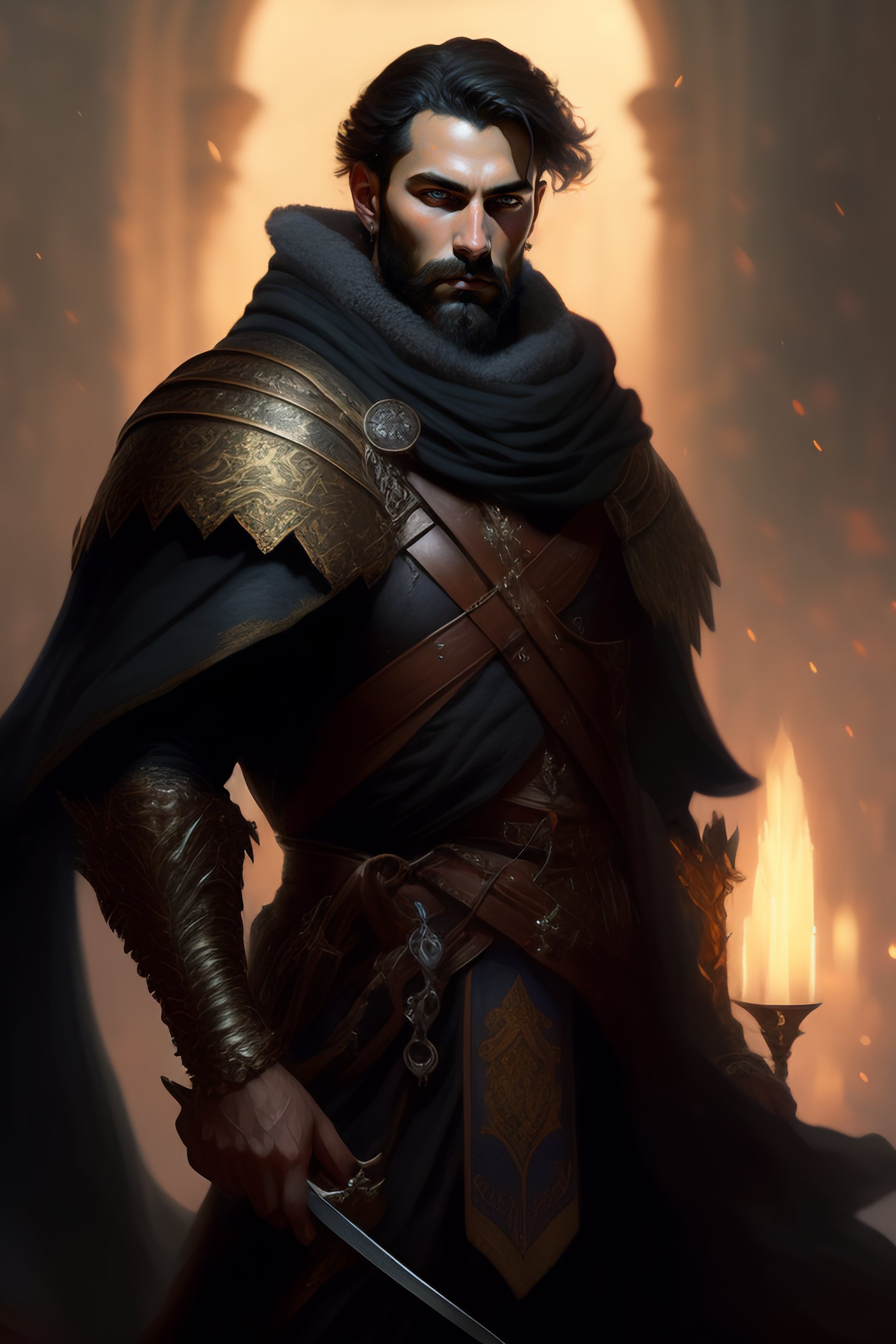 Lexica - Medieval fantasy portrait of a man sharp features, grim, cold ...