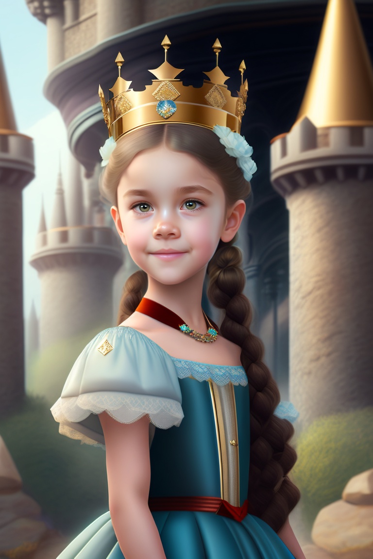 Lexica - A fair-skinned Young Princess wearing a crown, standing in ...