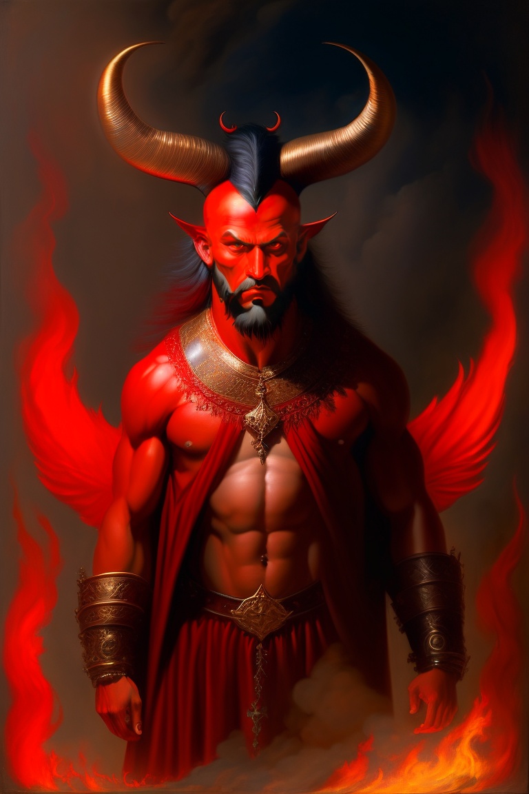 Lexica - A detailed and realistic painting of the devil, in the style ...