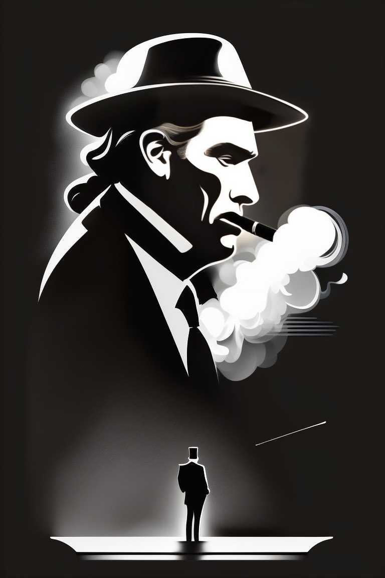 Lexica - Tshirt design, a sillhoute mafia smoking a cigar, black and ...