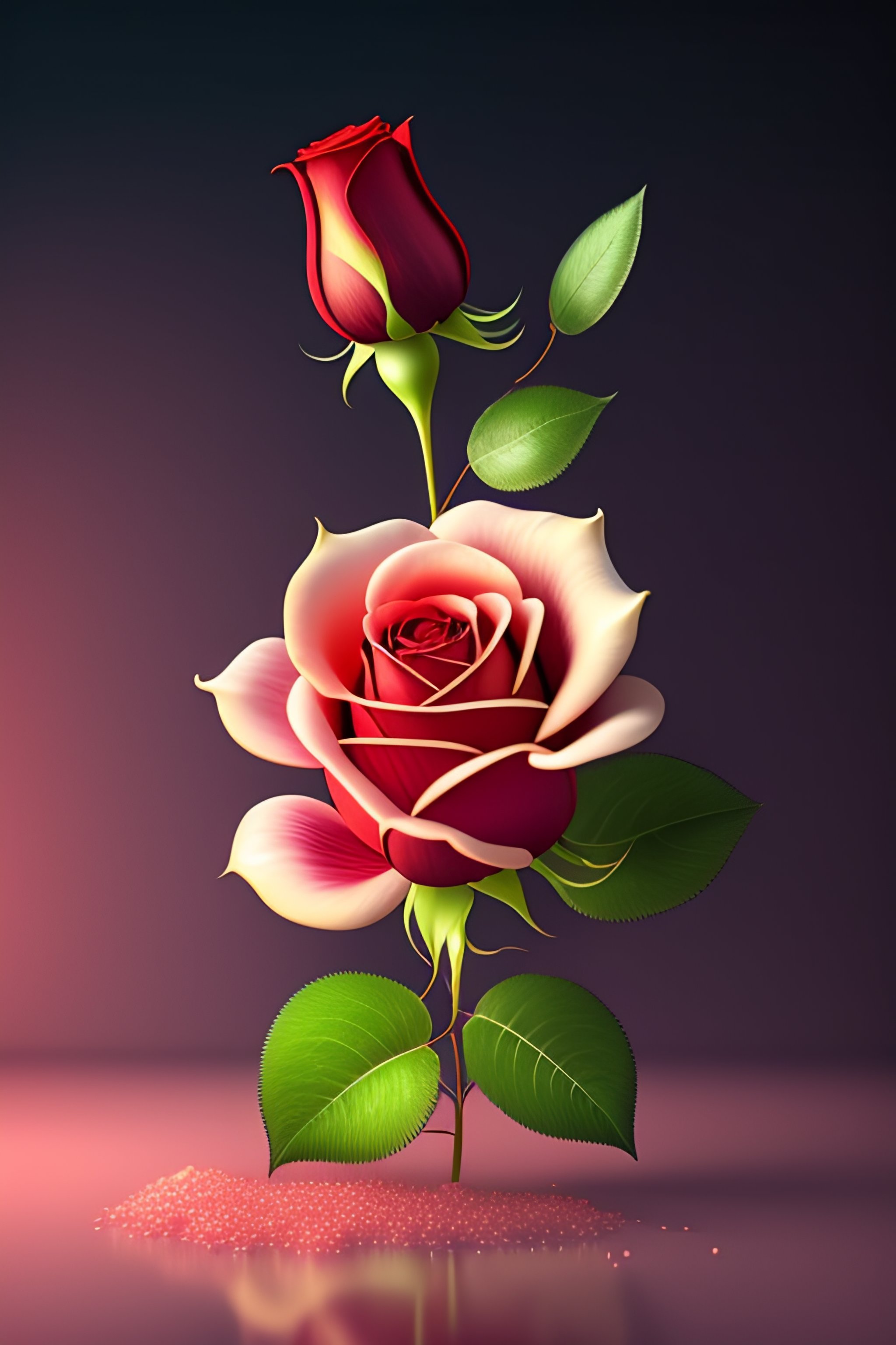 Lexica One single tall dead rose with buds falling off, hyper