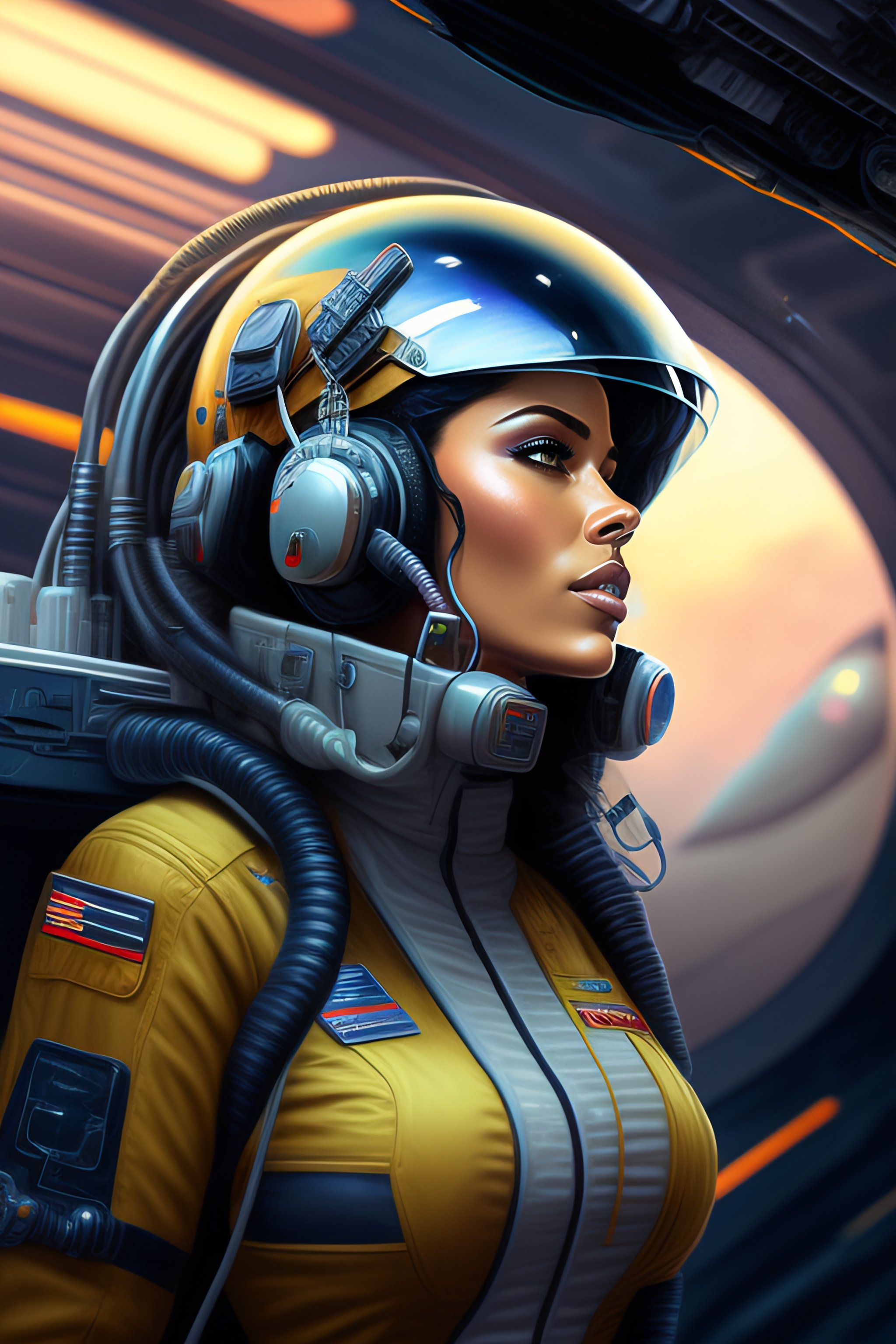 Lexica - Cyborg pilot wired to commands, interior cockpit ...