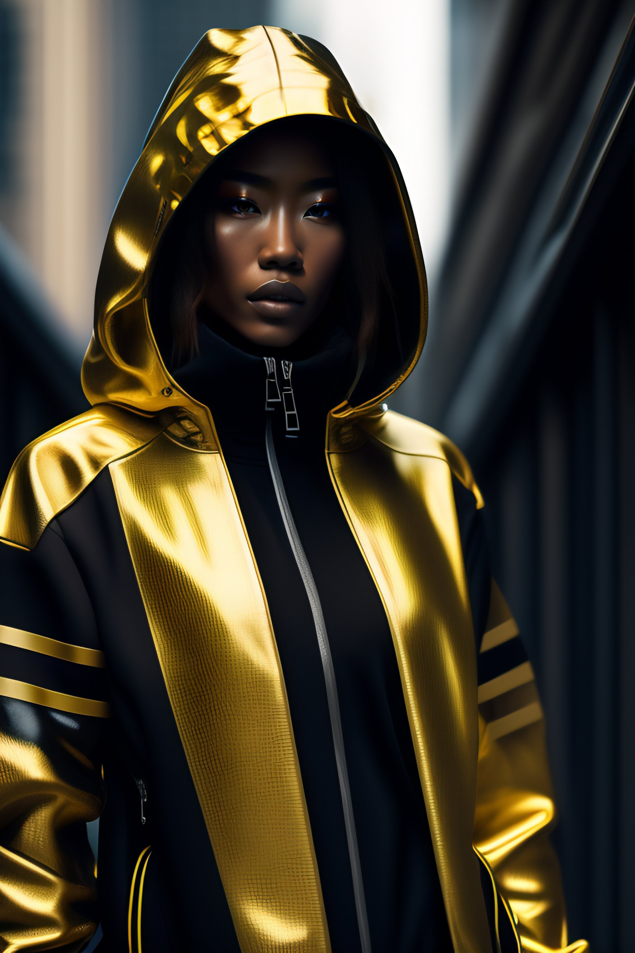 Lexica - Highly detailed black modelCyberpunk techwear streetwear 