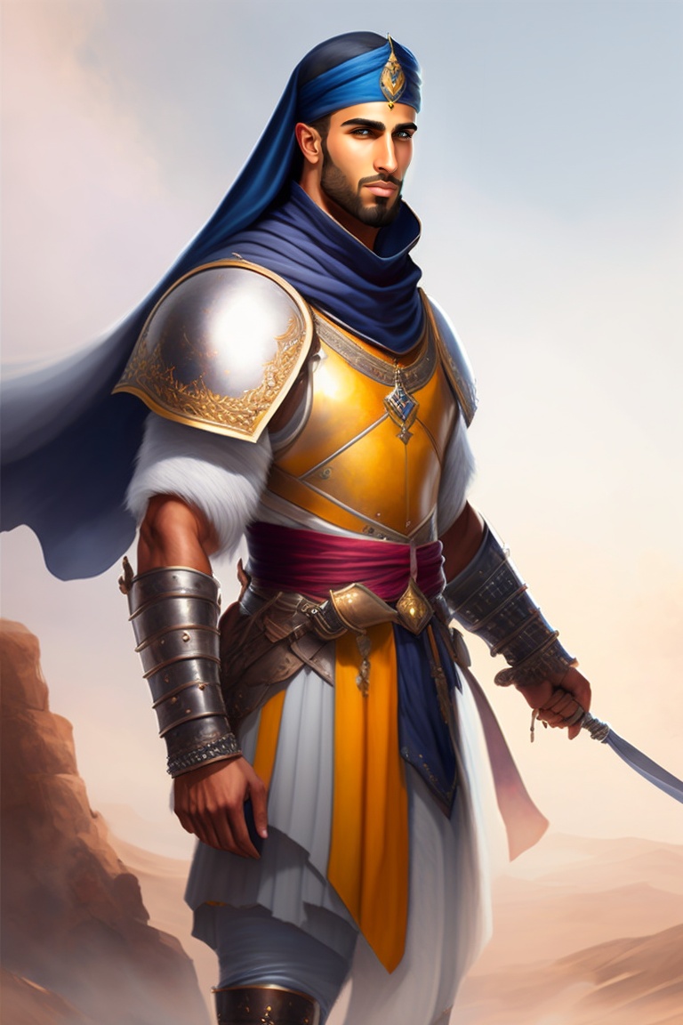 Lexica - Poster Of Arab Man Digital Drawing Medieval Warrior Prince 